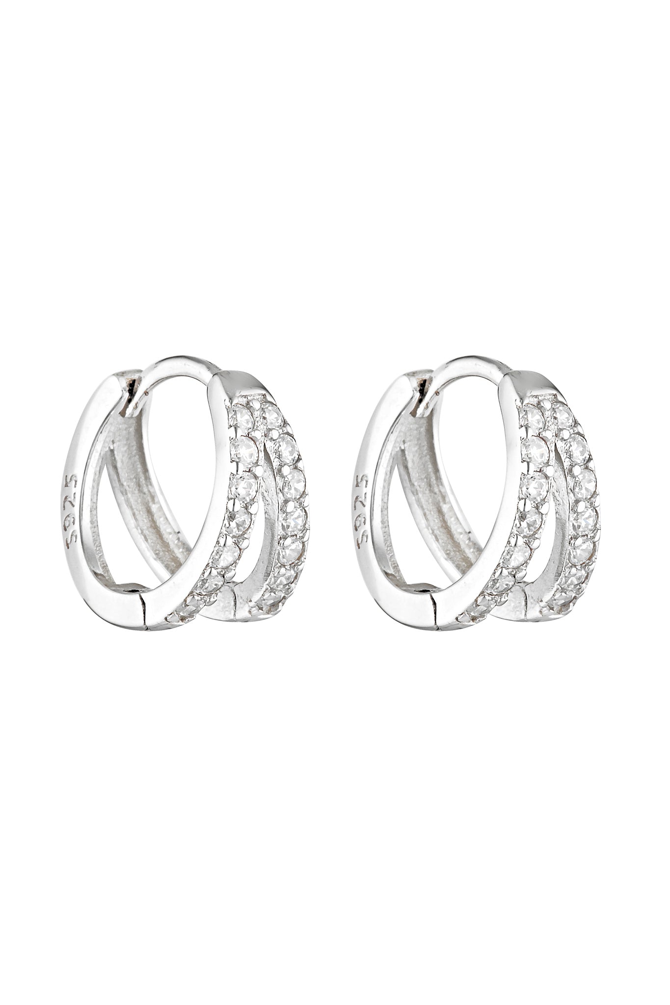 Porter Jewellery | 18k Gold Vermeil | Double Angel Huggies Silver Clear