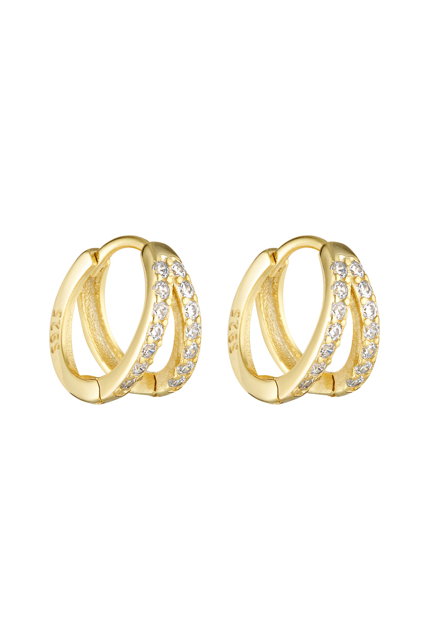 Porter Jewellery | 18k Gold Vermeil | Double Angel Huggies Gold Clear