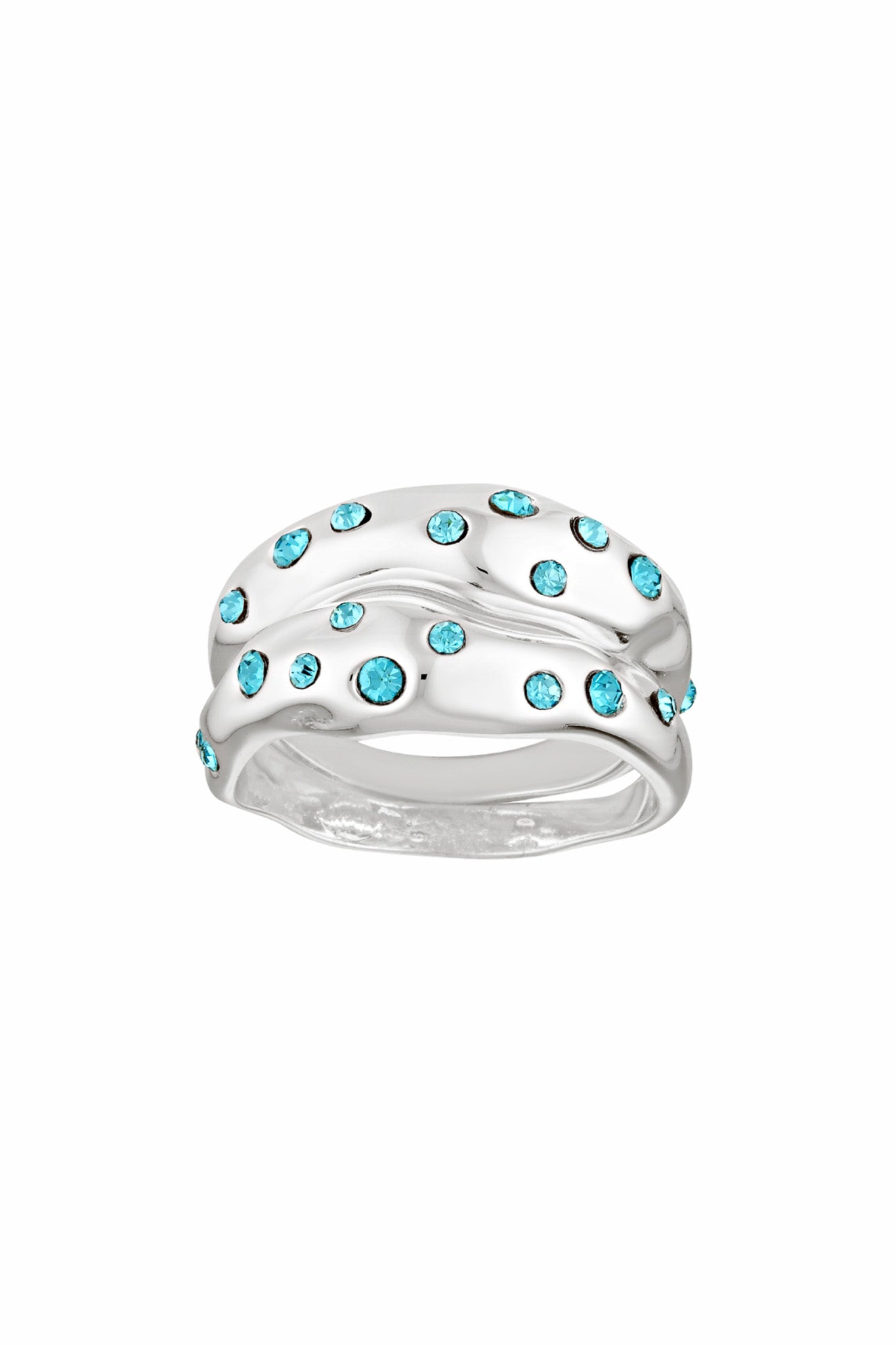 Porter Jewellery | White Gold Vermeil | Mali Ring Set White Gold/Aquamarine