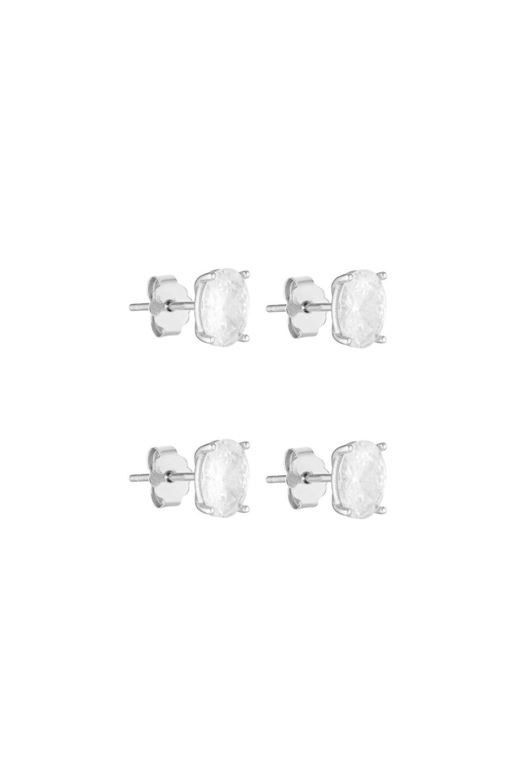Oval Studs - Silver Set