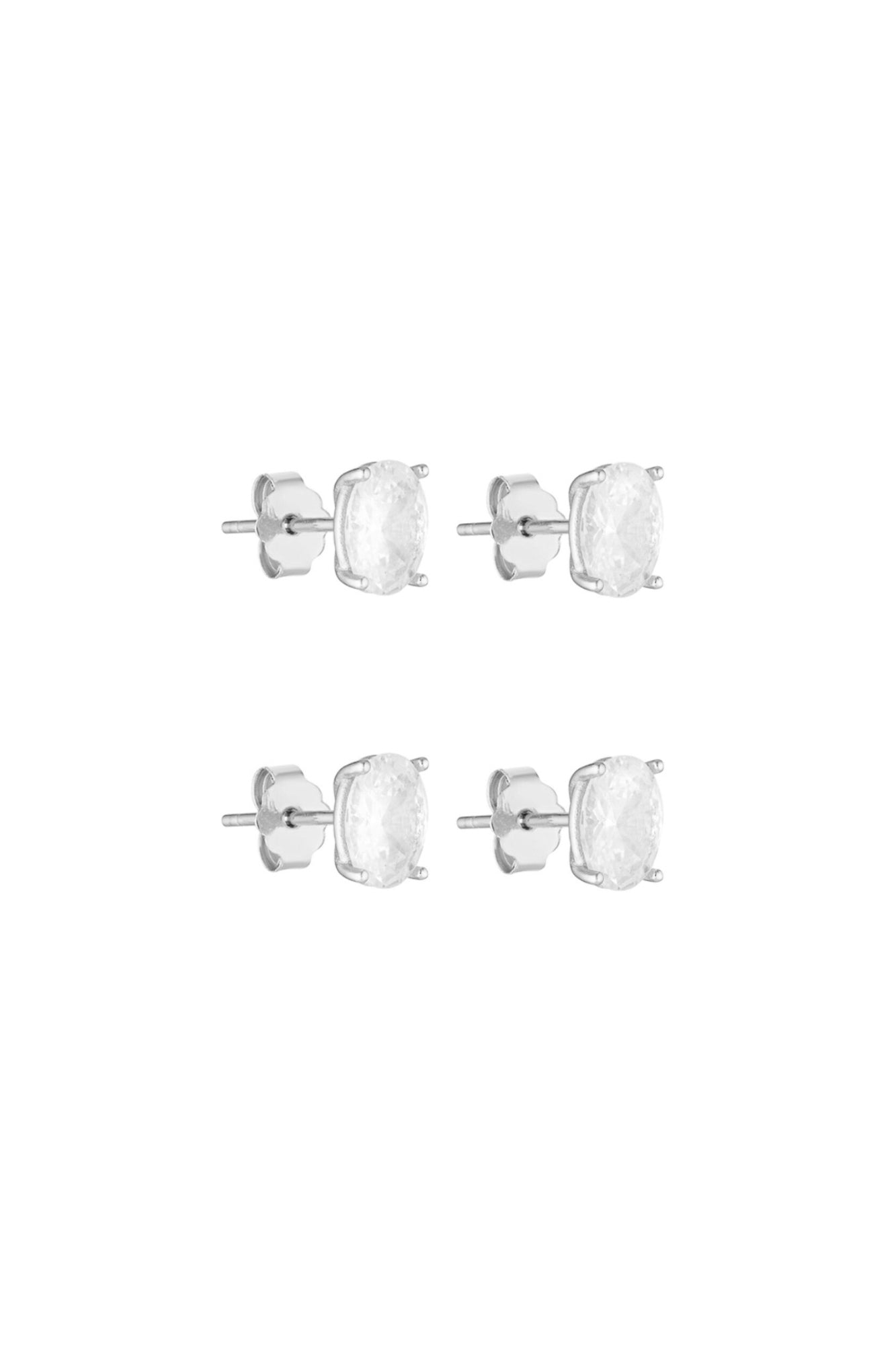 Oval Studs - Silver Set