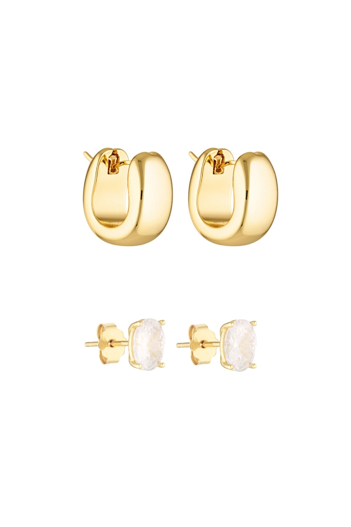 Porter Jewellery | 18k Gold Vermeil Sterling Silver White Gold Plating | 
Blob Huggies | Oval Studs 1ct Set