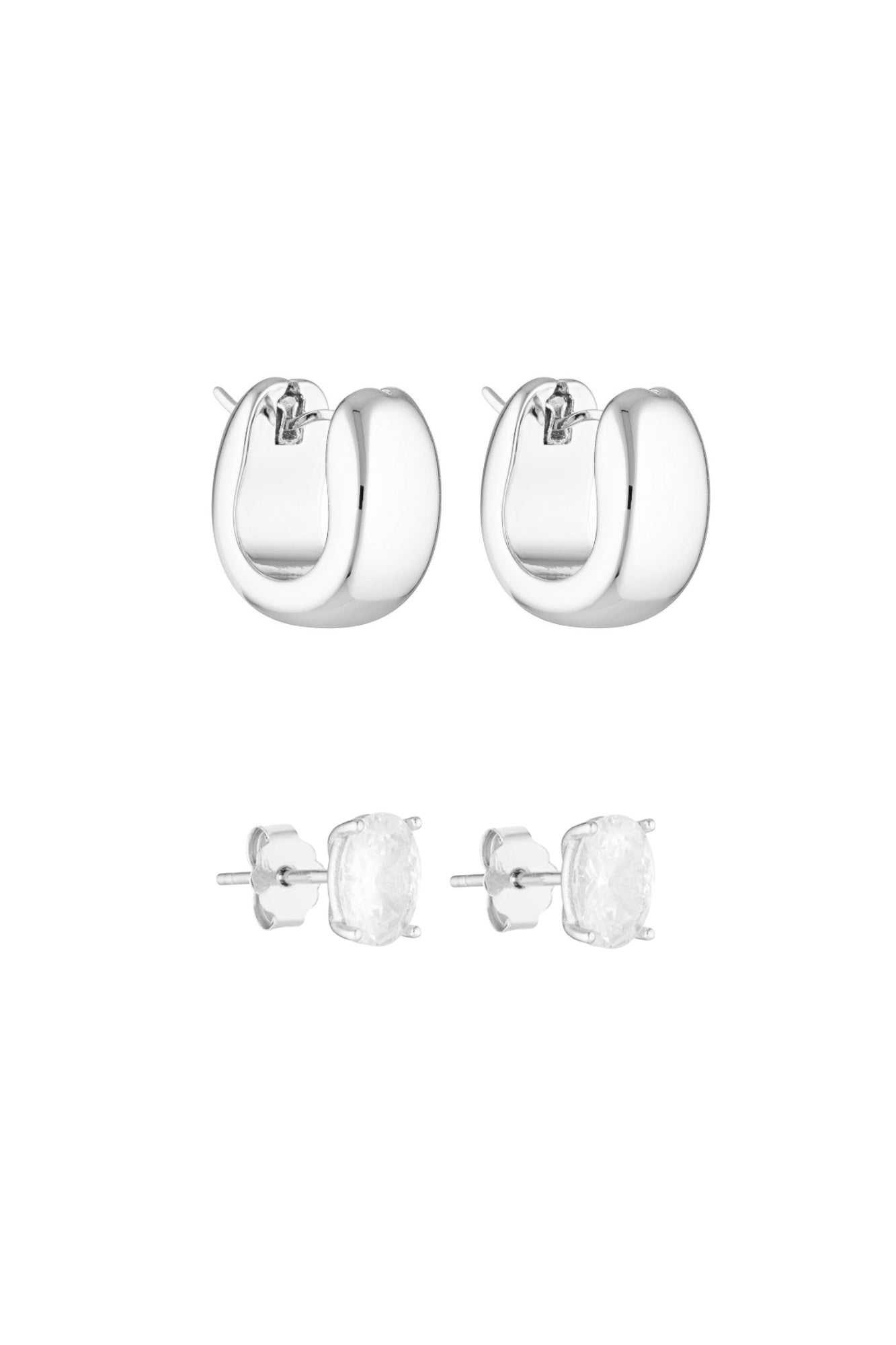 Blob Huggies & Oval Studs 1CT Set