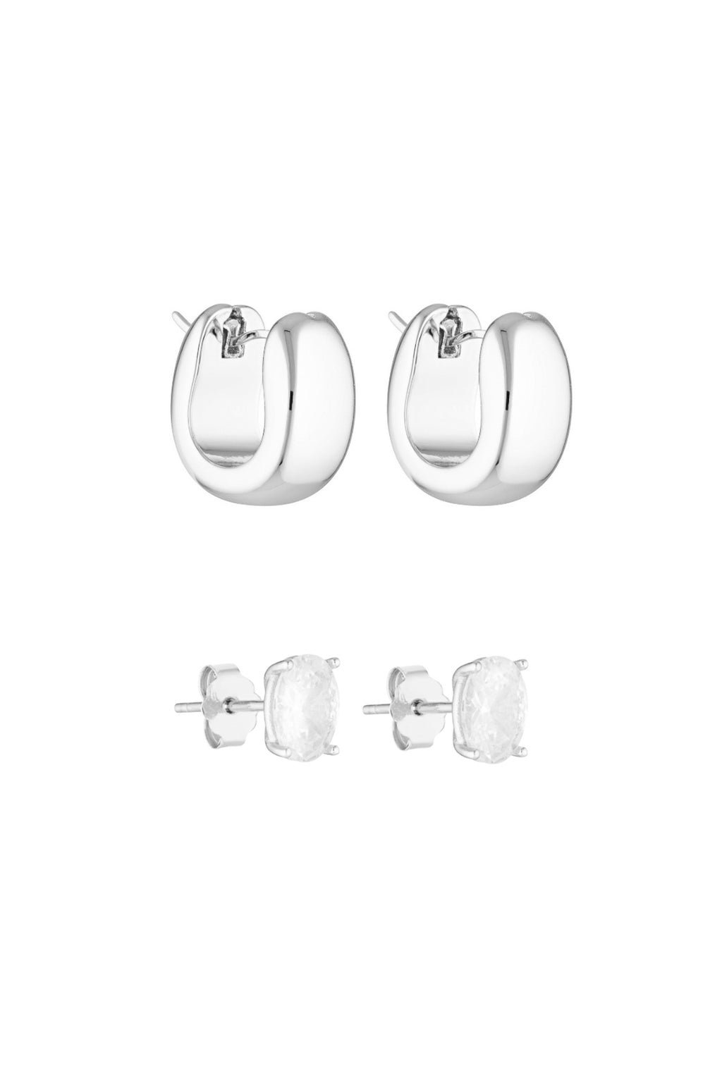 Porter Jewellery | 18k Gold Vermeil Sterling Silver White Gold Plating | 
Blob Huggies | Oval Studs 1ct Set