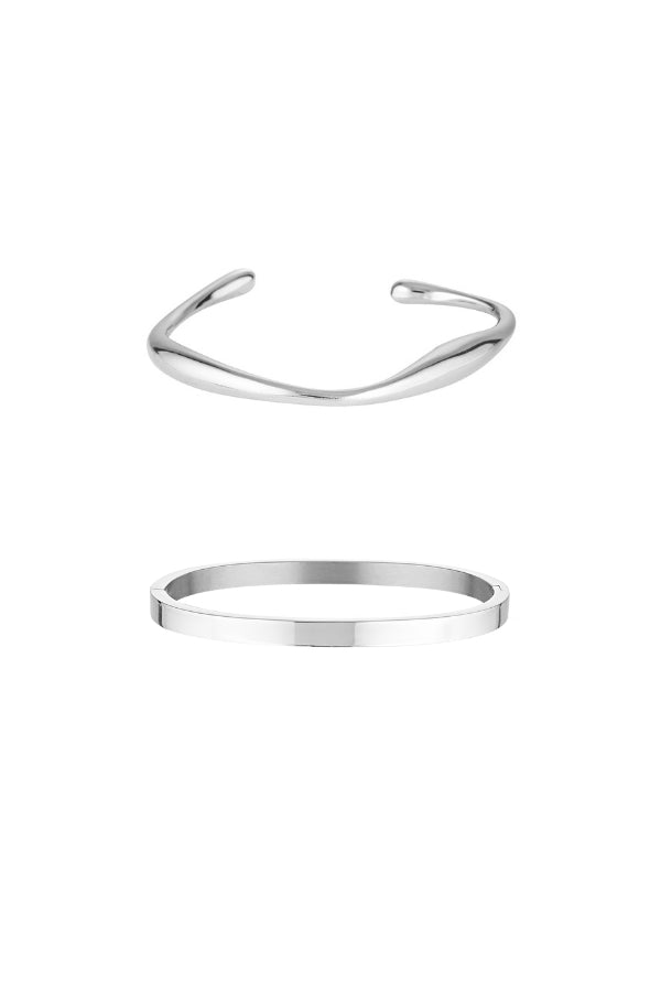 Pond & Dylan Bangle Set - White Gold/Silver