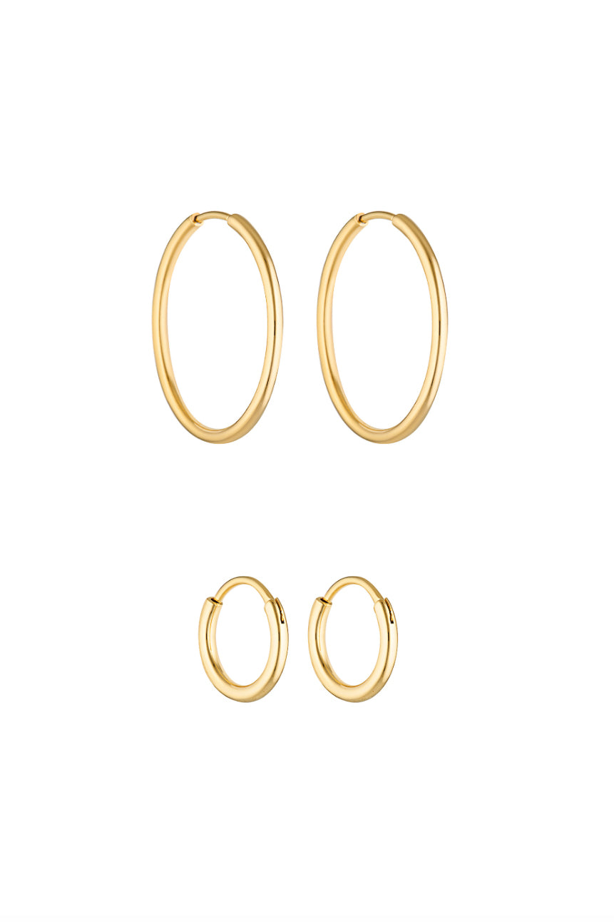 Porter Jewellery | 18k Gold Vermeil | 90's Hoops 30mm 20mm Set