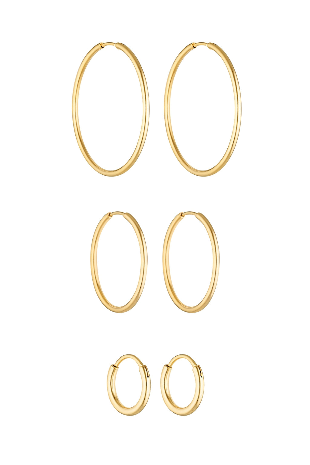 Porter Jewellery | 18k Gold Vermeil | 90's Hoops 40mm 30mm 20mm Set