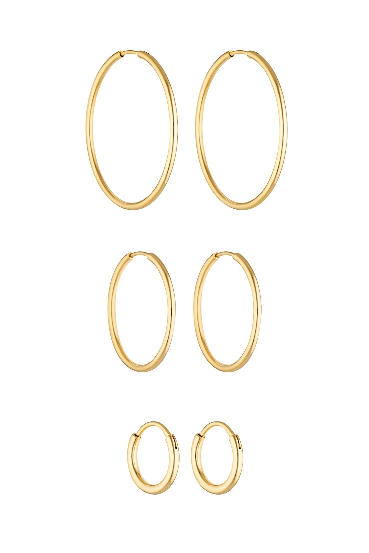 Porter Jewellery | 18k Gold Vermeil | 90's Hoops 40mm 30mm 20mm Set