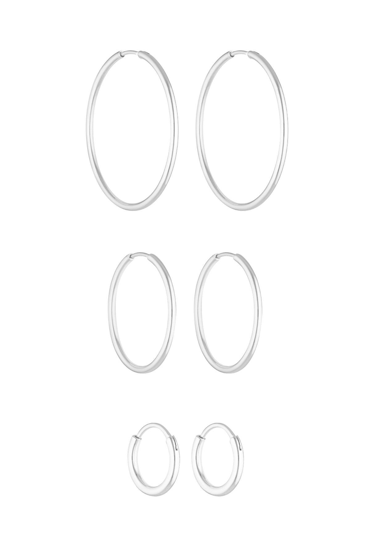 Porter Jewellery | White Gold Vermeil | 90's Hoops 40mm 30mm 20mm Set