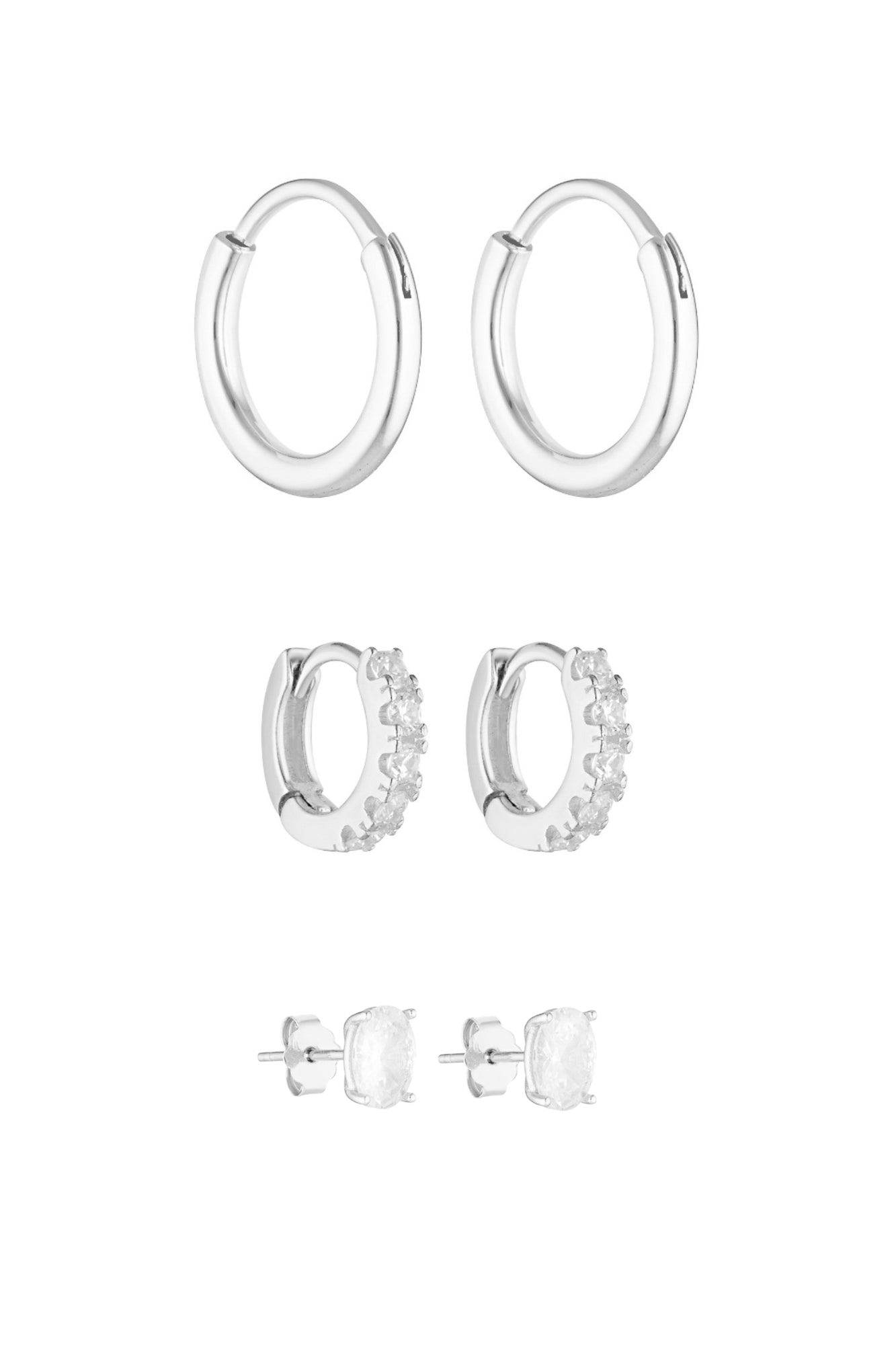(Coming Soon) 90's Hoops 20mm, Angel Huggies 9mm & Oval Studs 0.5CT Set