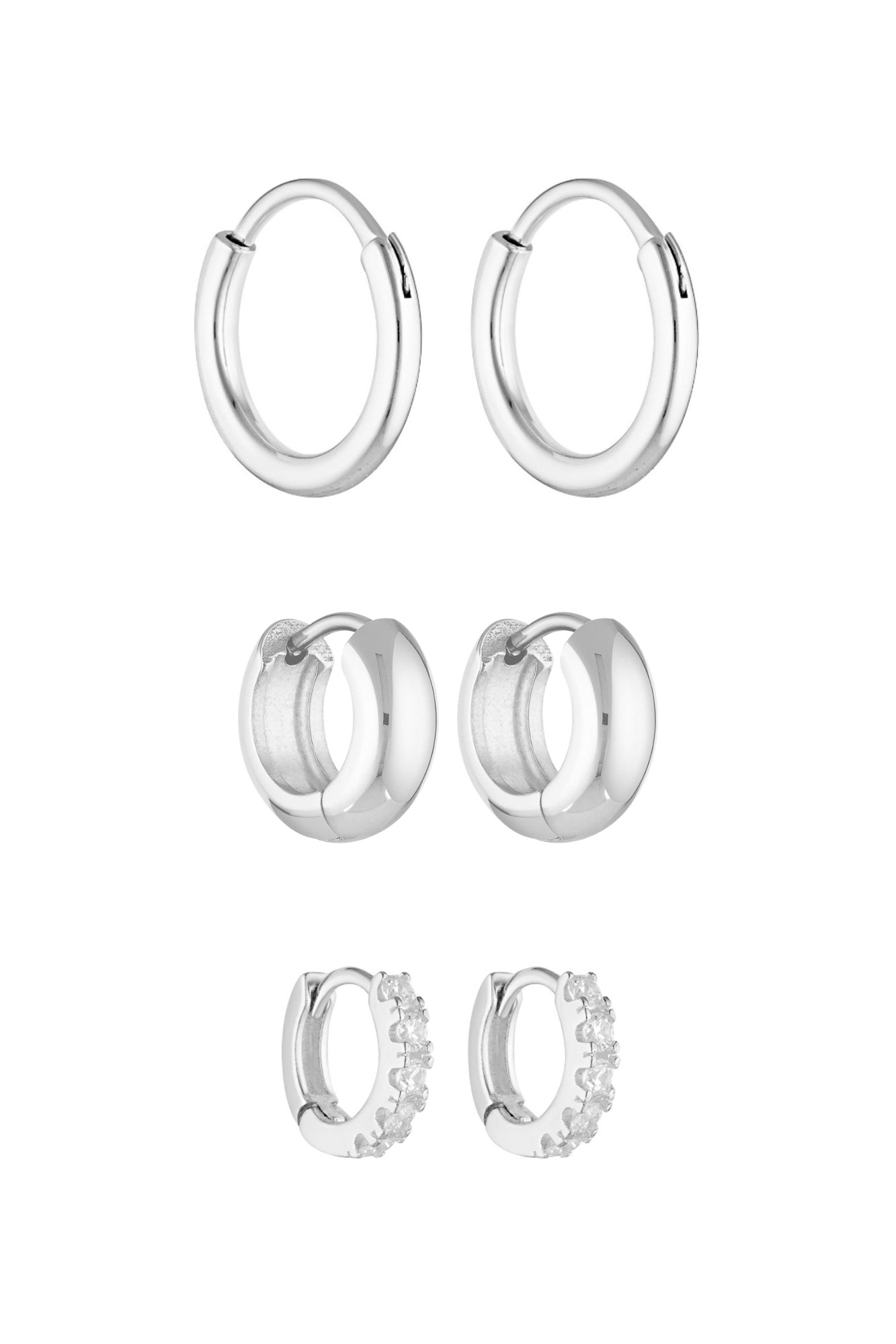 90's Hoops 20mm, Petite Thick Huggies 8mm & Angel Huggies 7mm Set