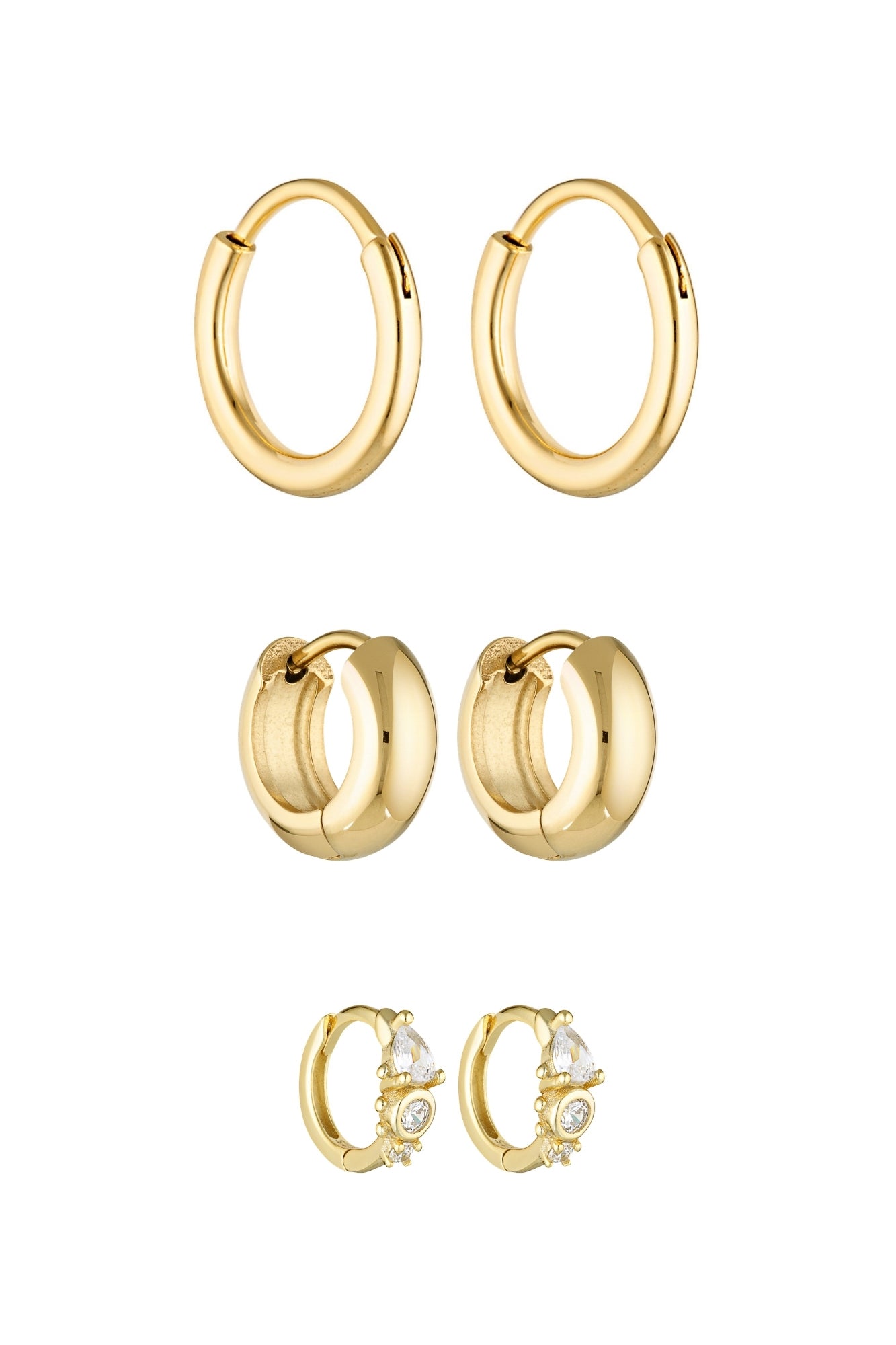 Porter Jewellery | 18k Gold Vermeil | 90's Hoops 20mm | Petite Thick Huggies 8mm | Heirloom Huggies Set