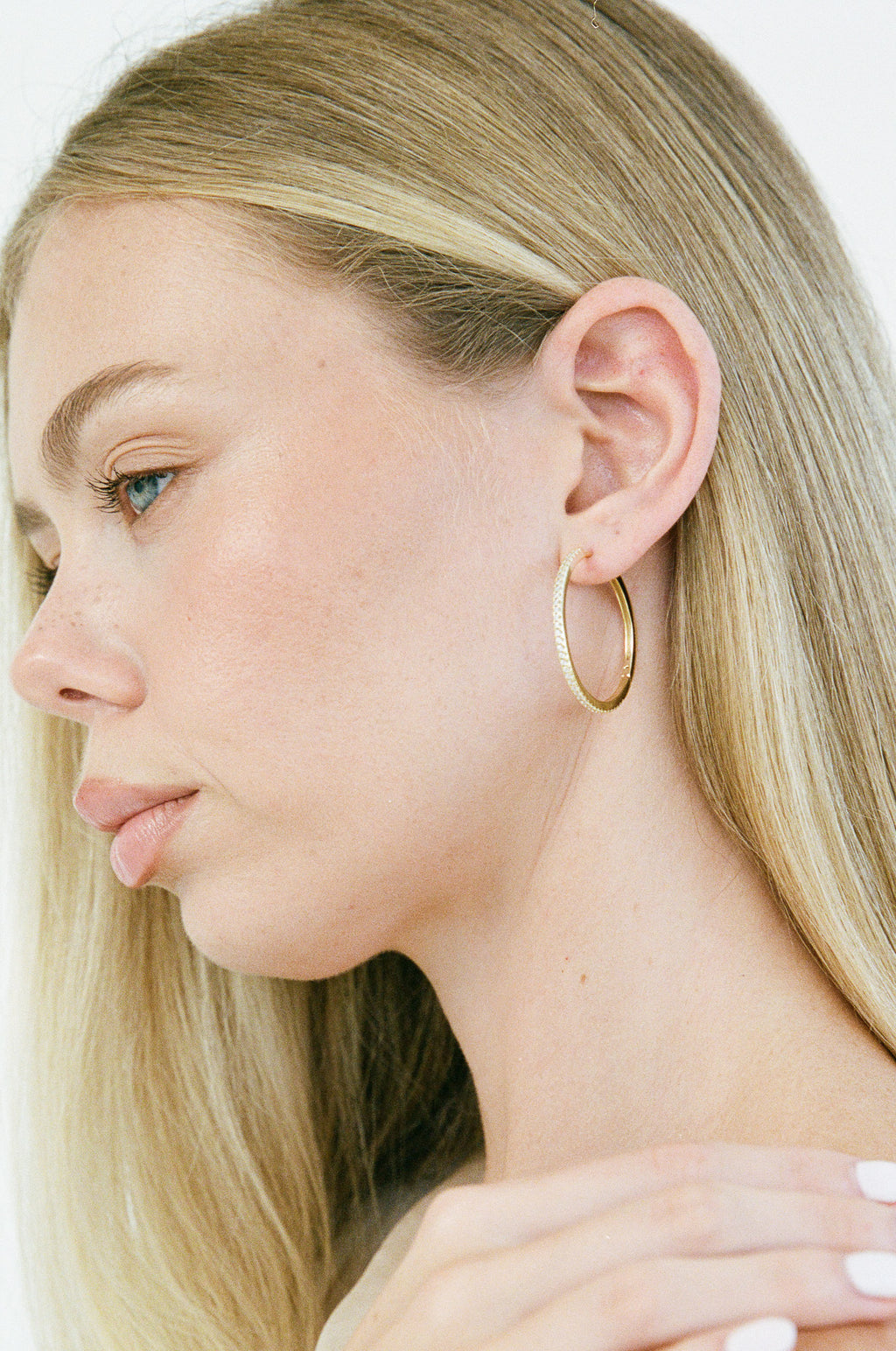 Angel Hoops - Gold/Clear - 30mm
