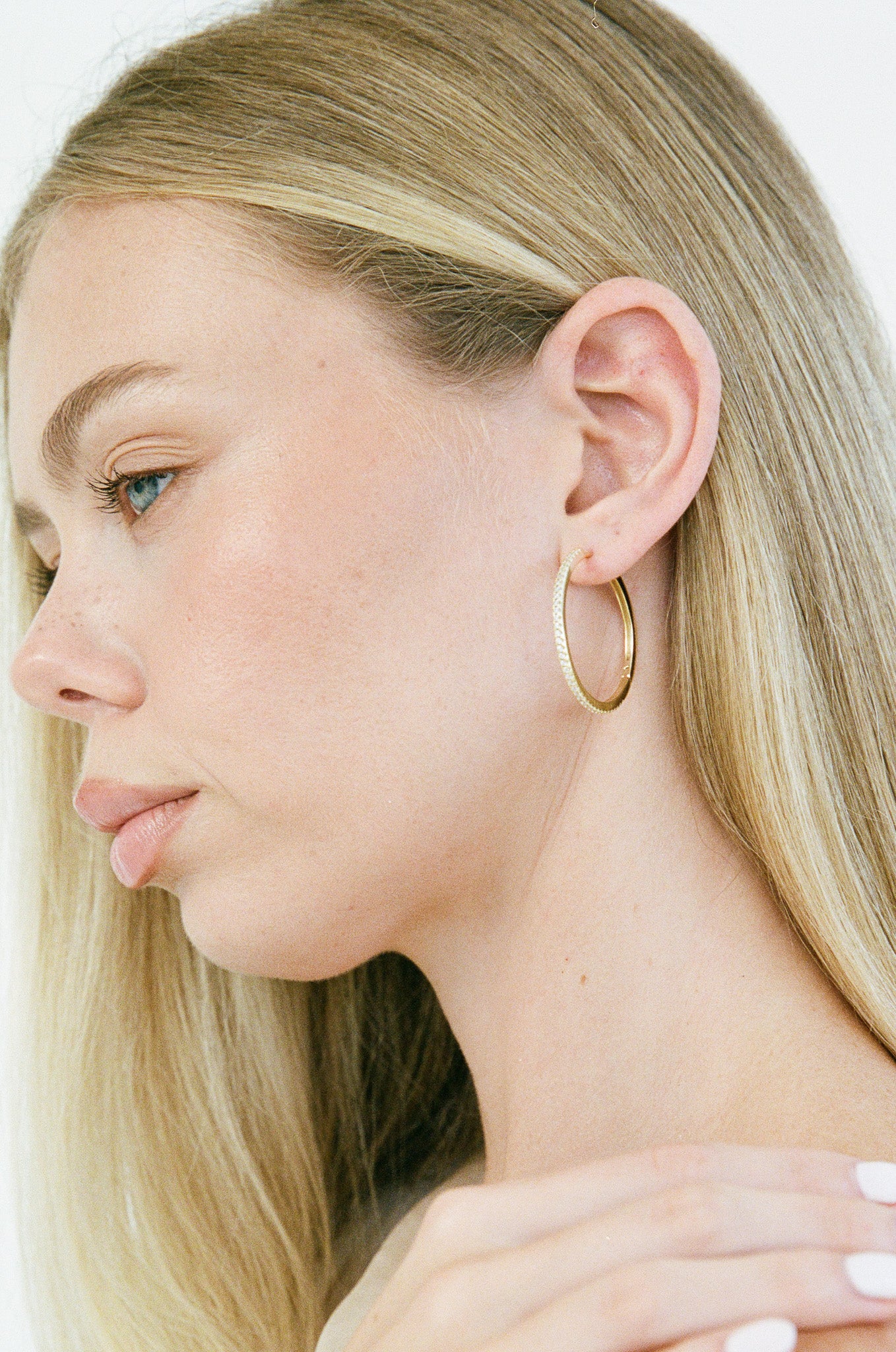 Angel Hoops - Gold/Clear - 30mm