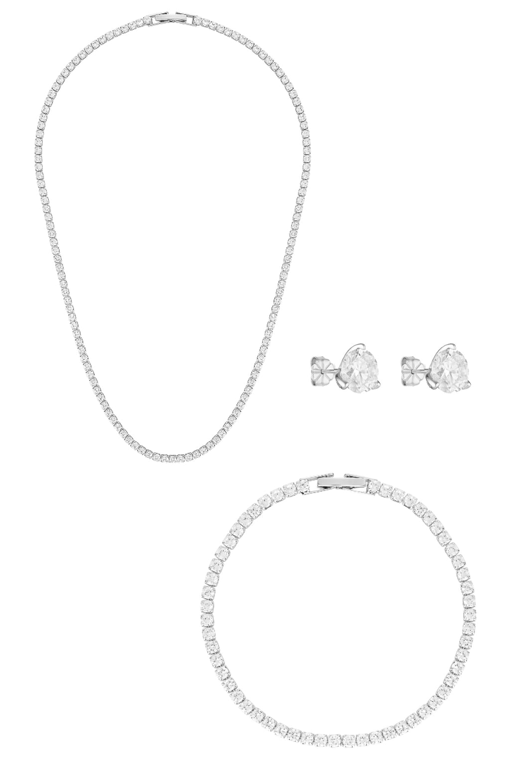 Porter Jewellery | 18k Gold Vermeil Sterling Silver White Gold Plating | Baby Celestial Necklace | Baby Celestial Bracelet | Round Studs 2CT Set