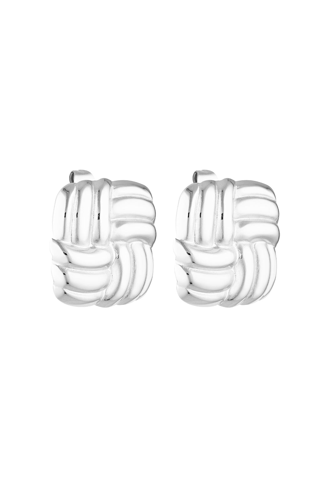 Baby Cushion Earrings - White Gold