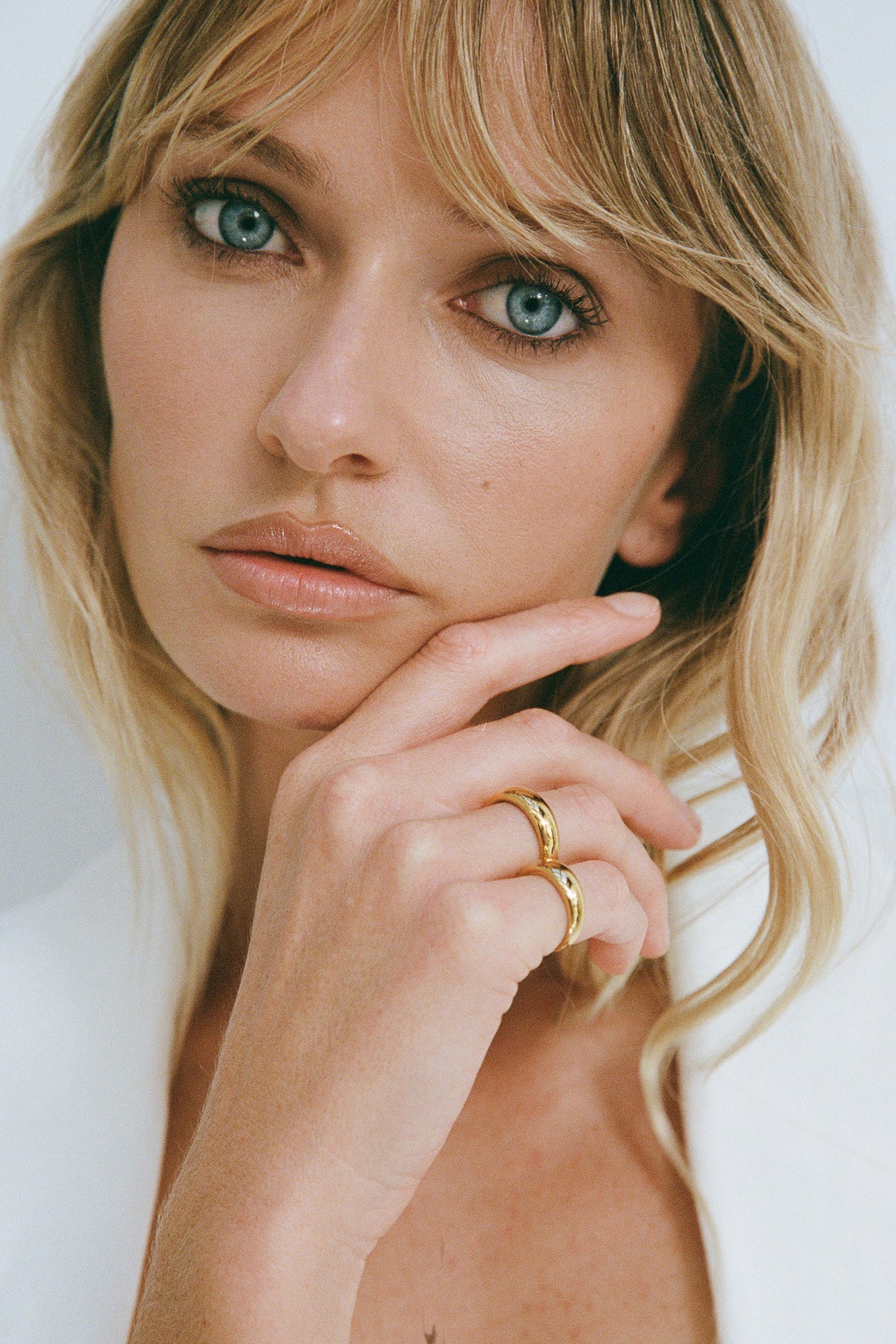 Bubble Ring - Thin & Wave Ring - Gold Set