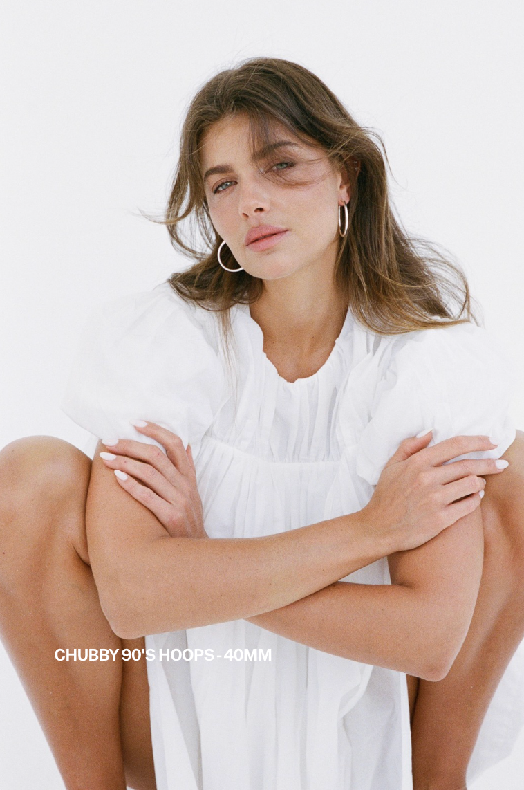 Chubby 90's Hoops - White Gold