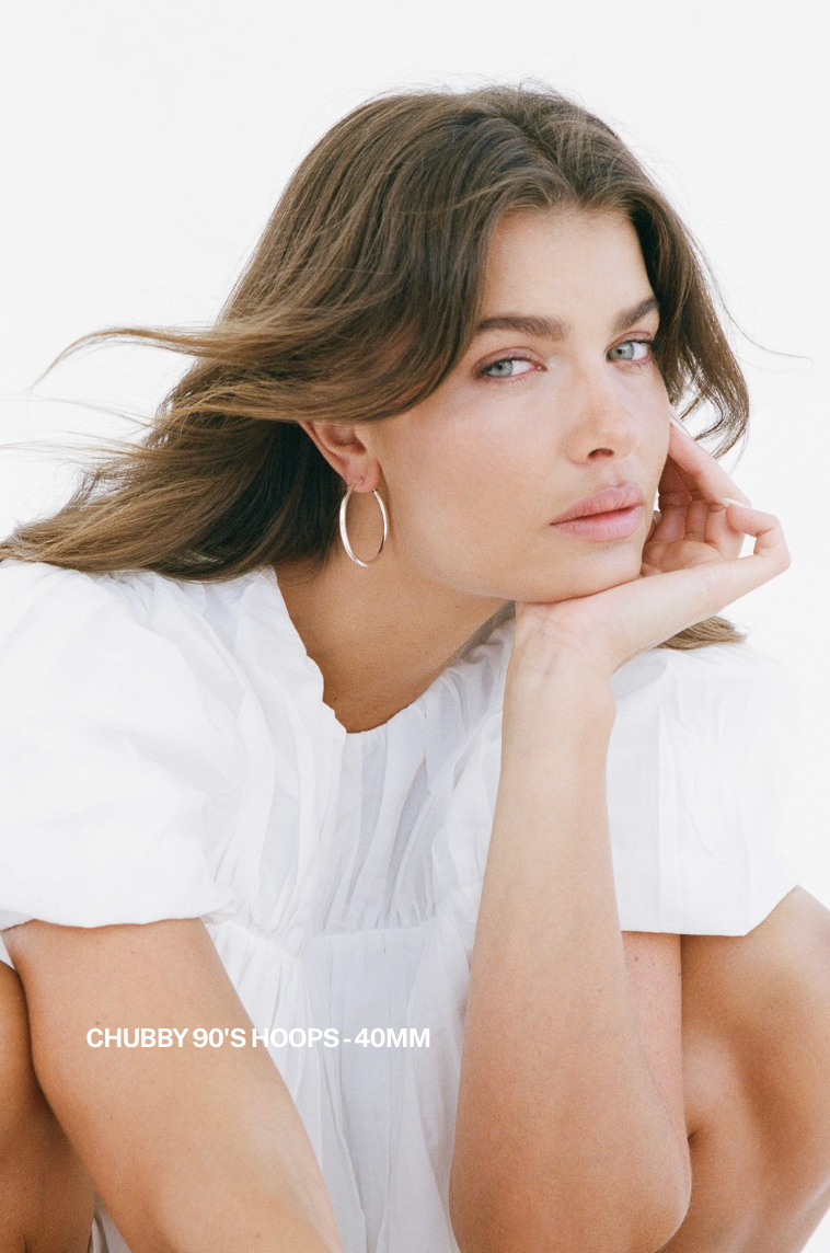 Chubby 90's Hoops - White Gold