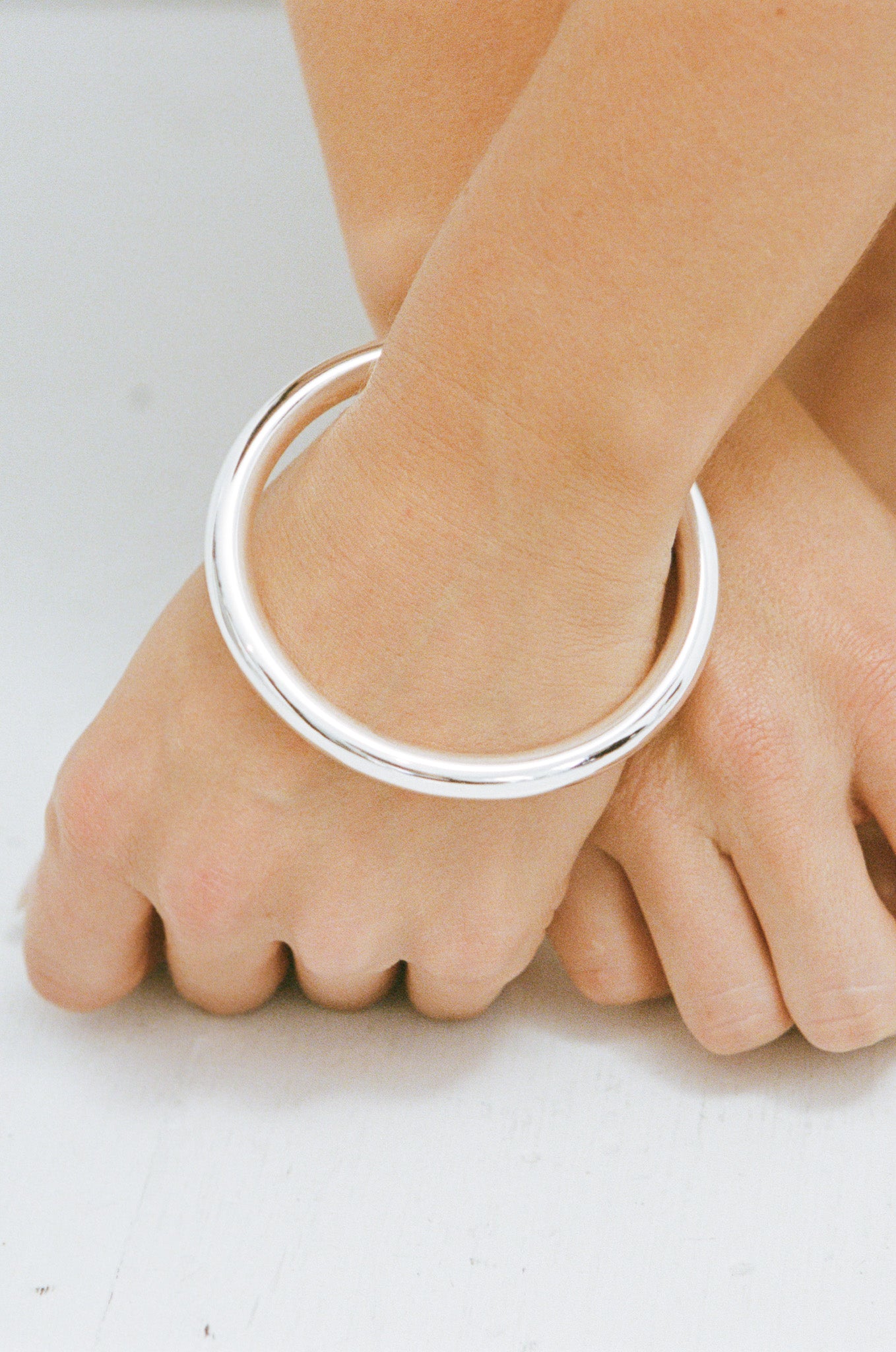 Chubby Tube Bangle - White Gold