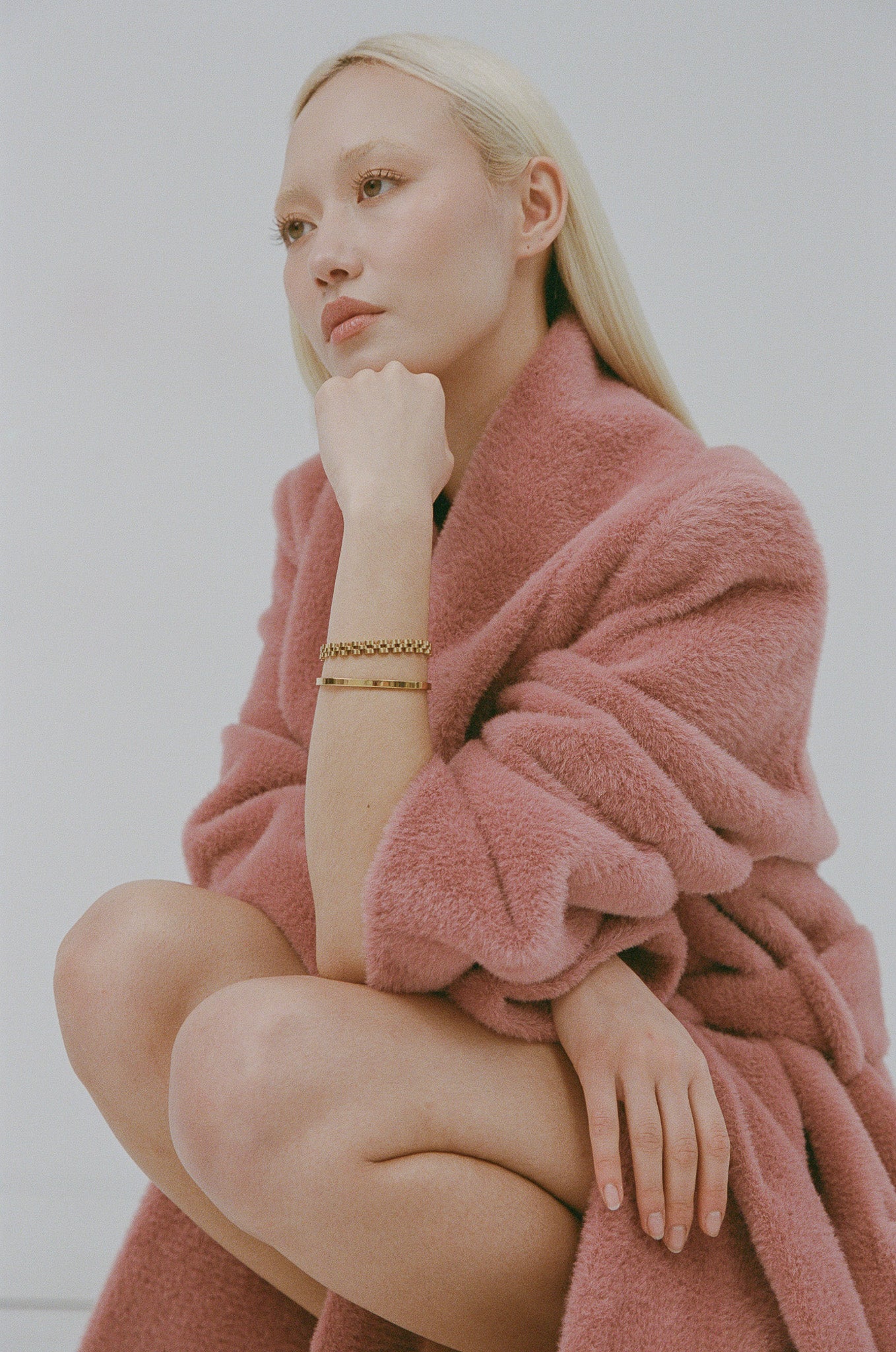 Porter Jewellery | 18k Gold Vermeil | Dylan bangle Plain | Fine Baby Link bracelet