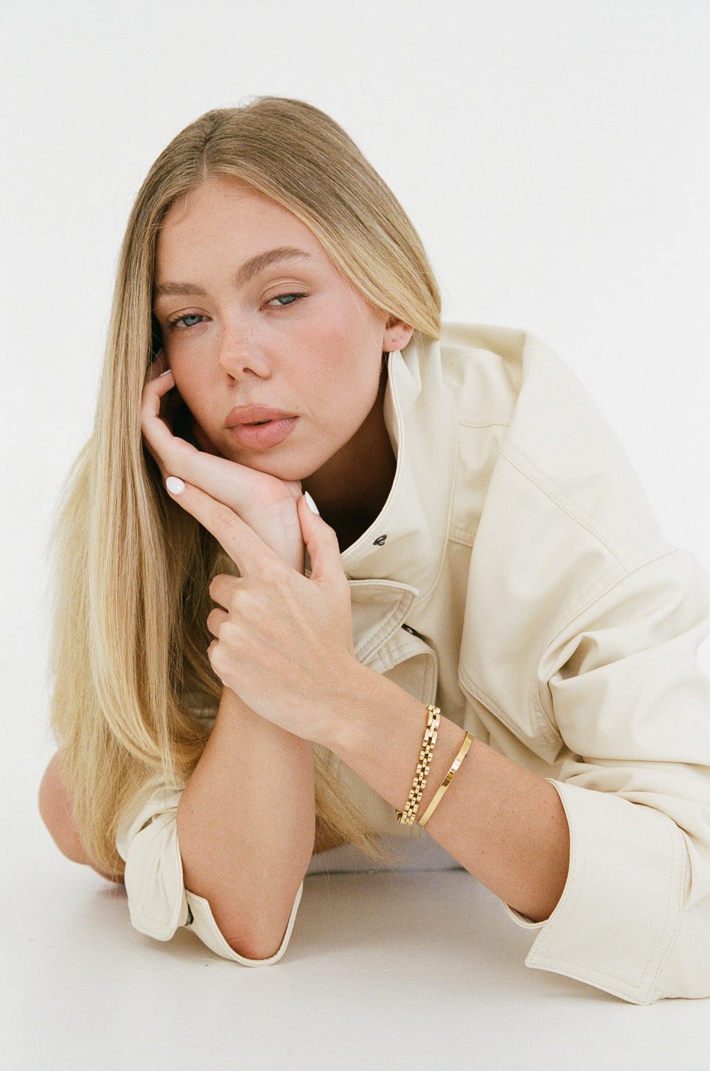 Porter Jewellery | 18k gold vermeil | Fine Baby Link Bracelet Dylan Bangle Plain Set
