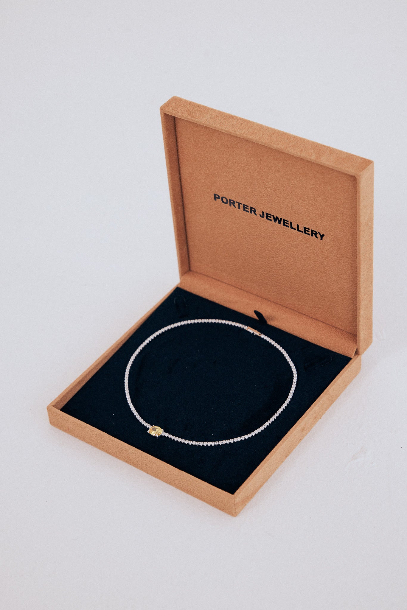Porter Jewellery | White Gold Vermeil | Heirloom Tennis Necklace Canary