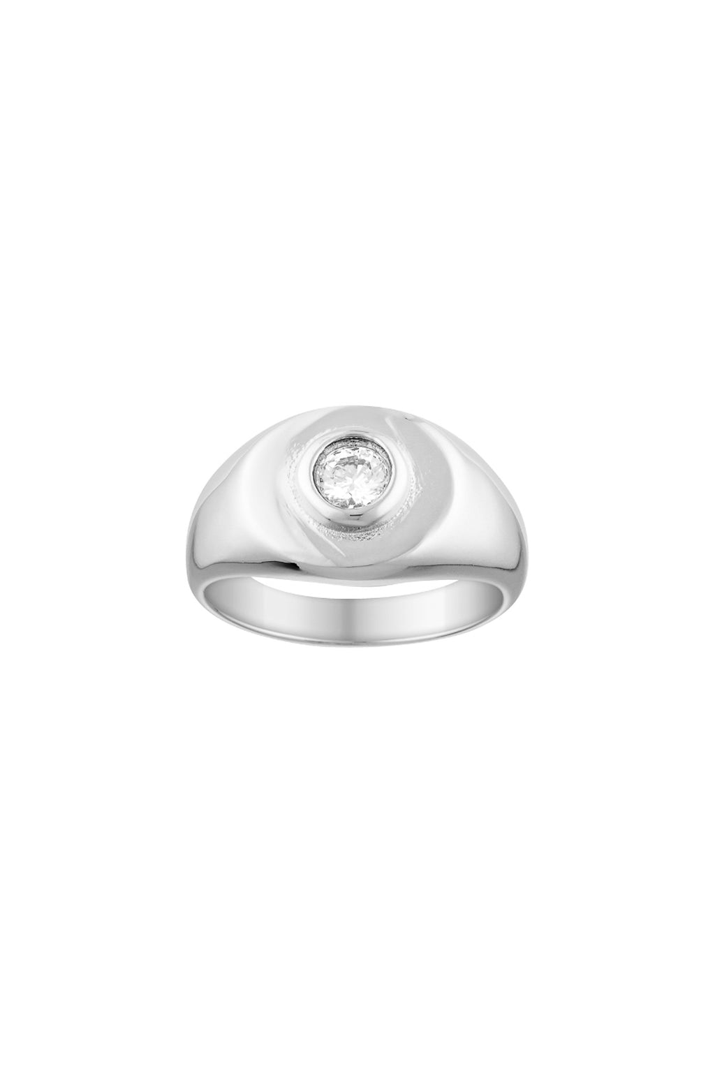 Heritage Signet Pinky Ring - White Gold/Clear