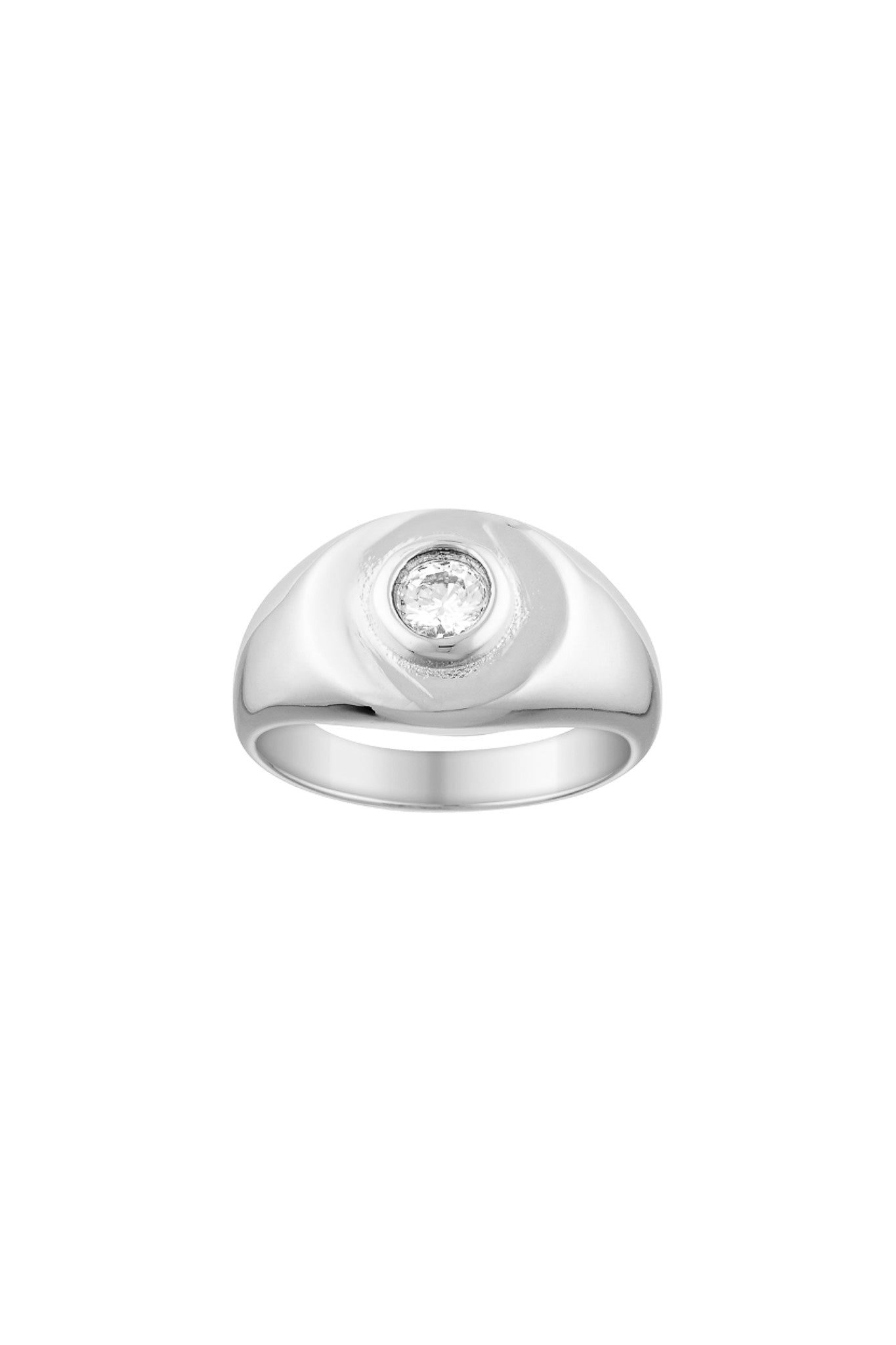 Heritage Signet Pinky Ring - White Gold/Clear