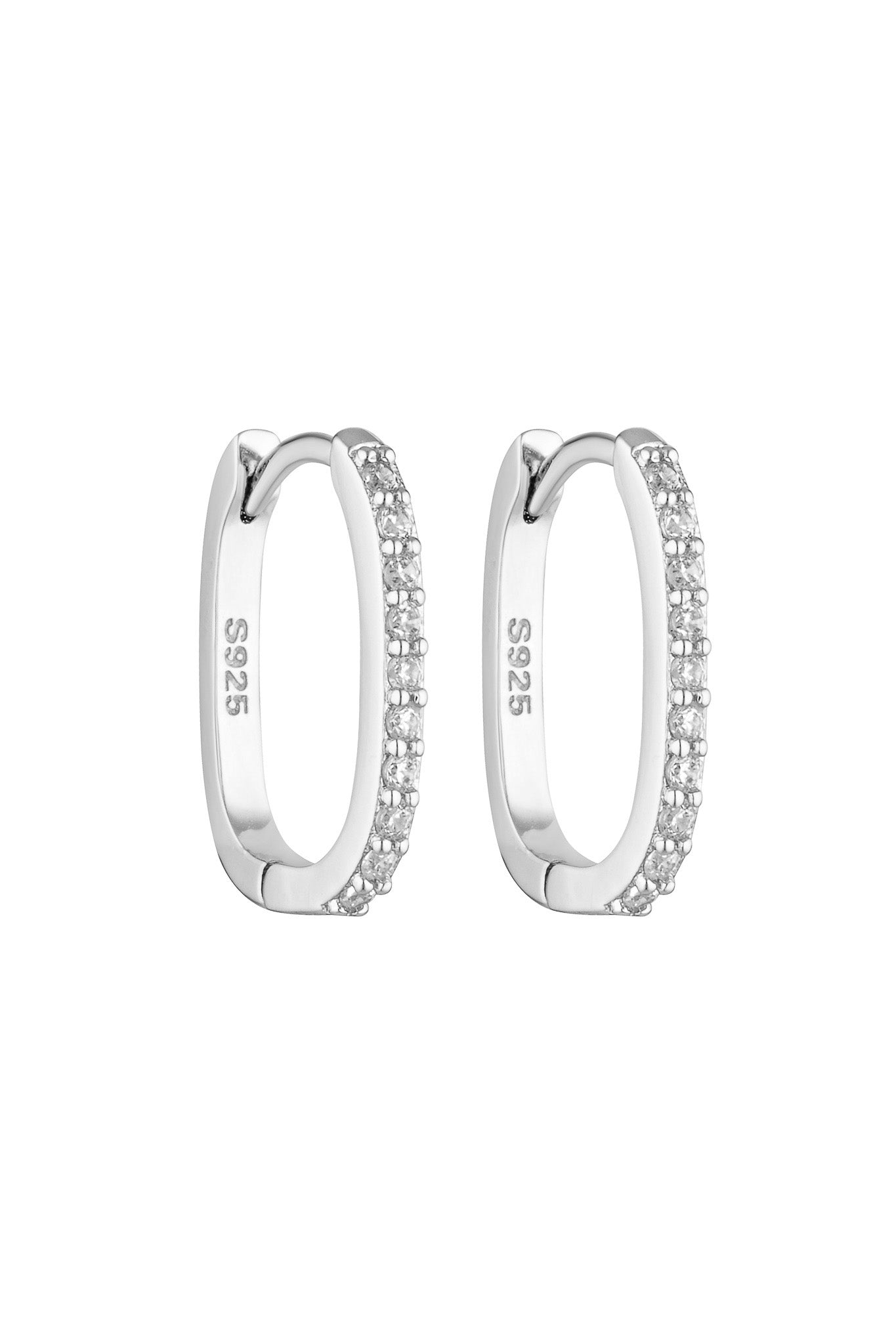 Oval Angel Hoops - Silver/Clear - 15mm