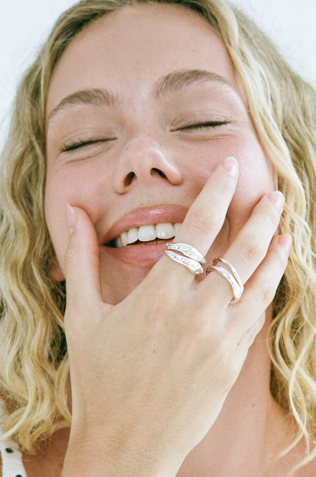 Mali Ring Set - White Gold/Clear