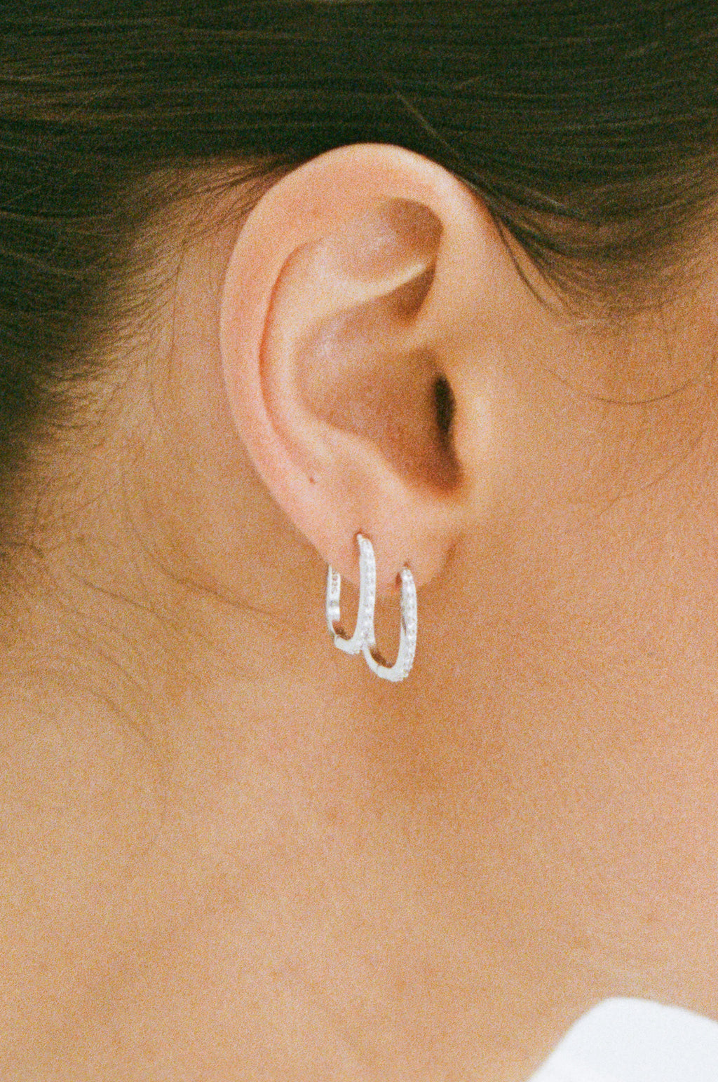 Oval Angel Hoops - Silver/Clear - 15mm