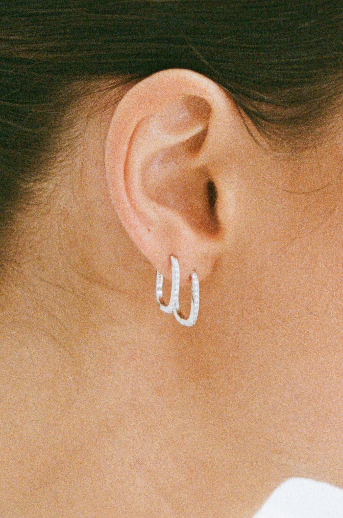 Oval Angel Hoops - Silver/Clear - 15mm