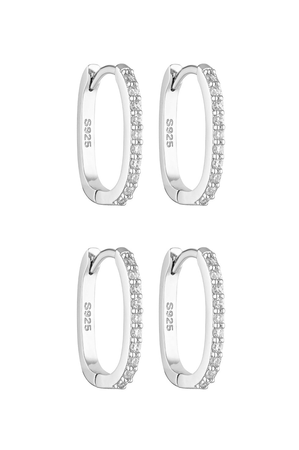 Oval Angel Hoops 15mm - Silver Set