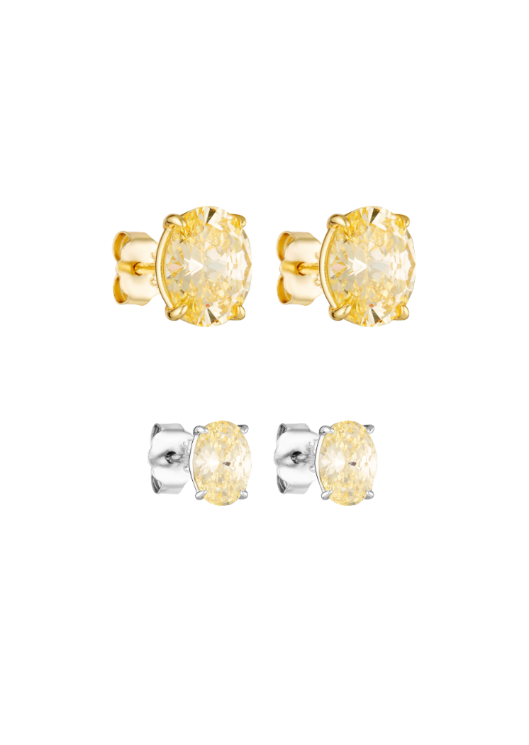 Porter Jewellery | 18k Gold Vermeil | Oval Studs Canary