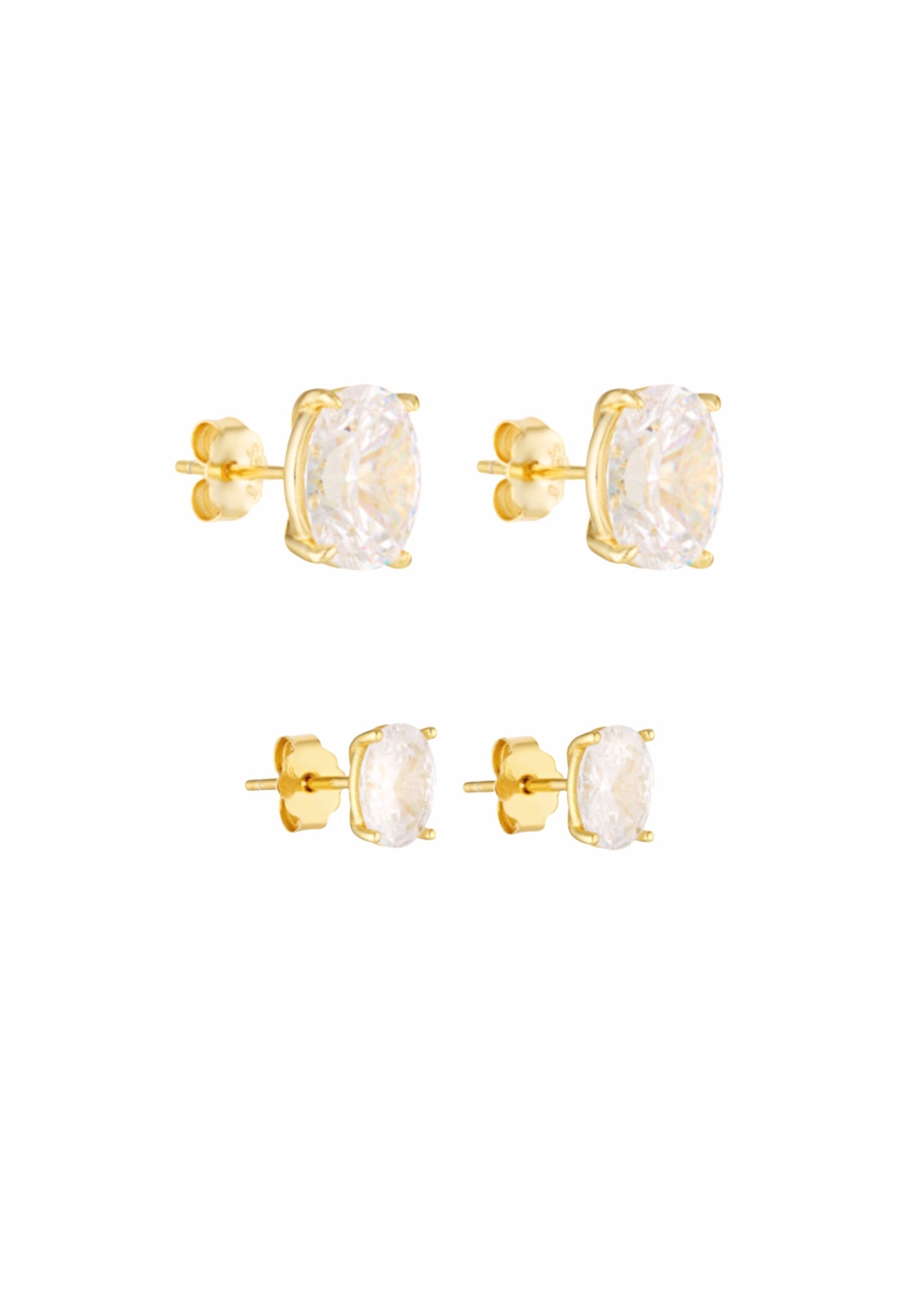 Oval Studs 1CT & 2CT - Gold Set