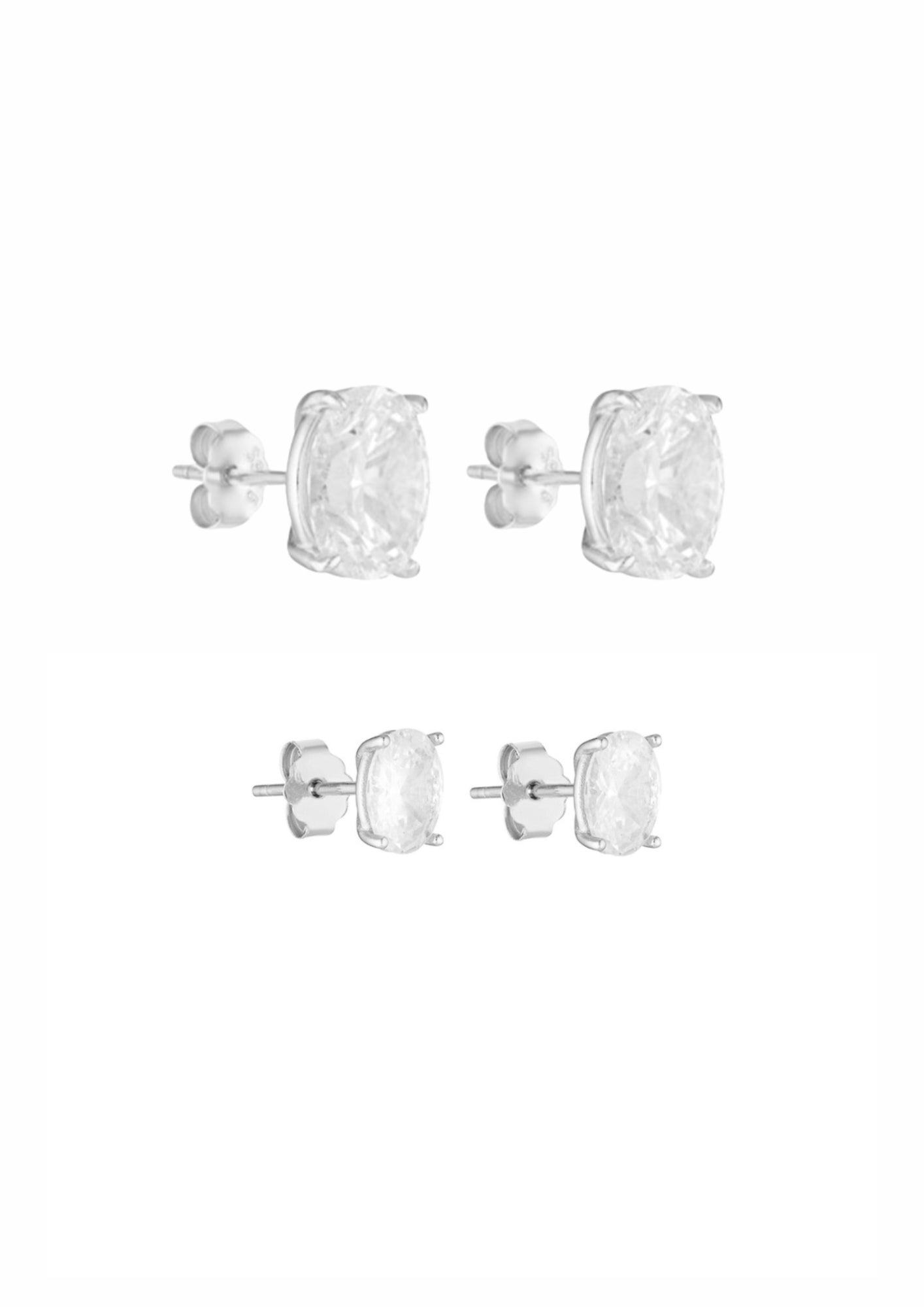 Oval Studs 1CT & 2CT - Silver Set