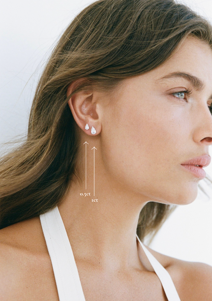 Porter Jewellery | Sterling Silver | Pear Studs 0.5CT & 1CT