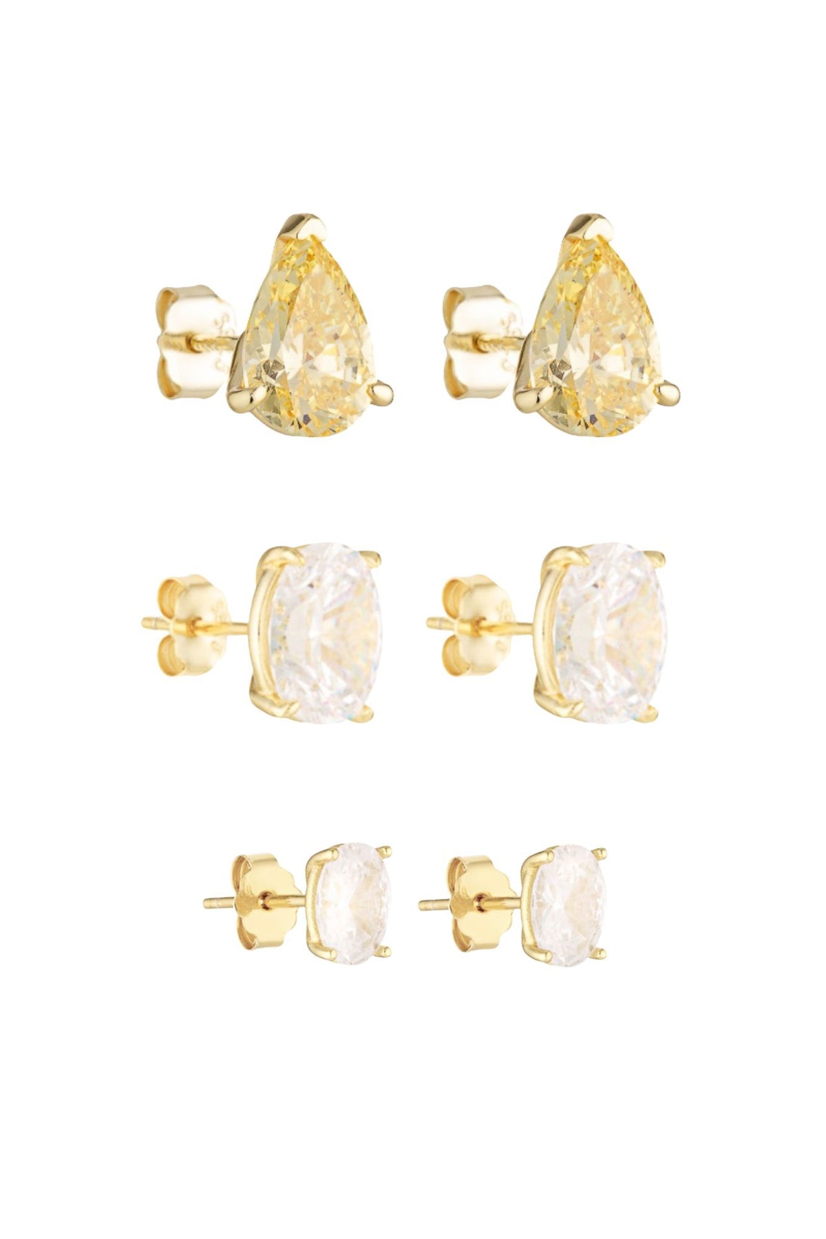 Porter Jewellery | 18k Gold Vermeil | Pear Studs 2CT Canary | Oval Studs 2CT | Oval Studs 1CT