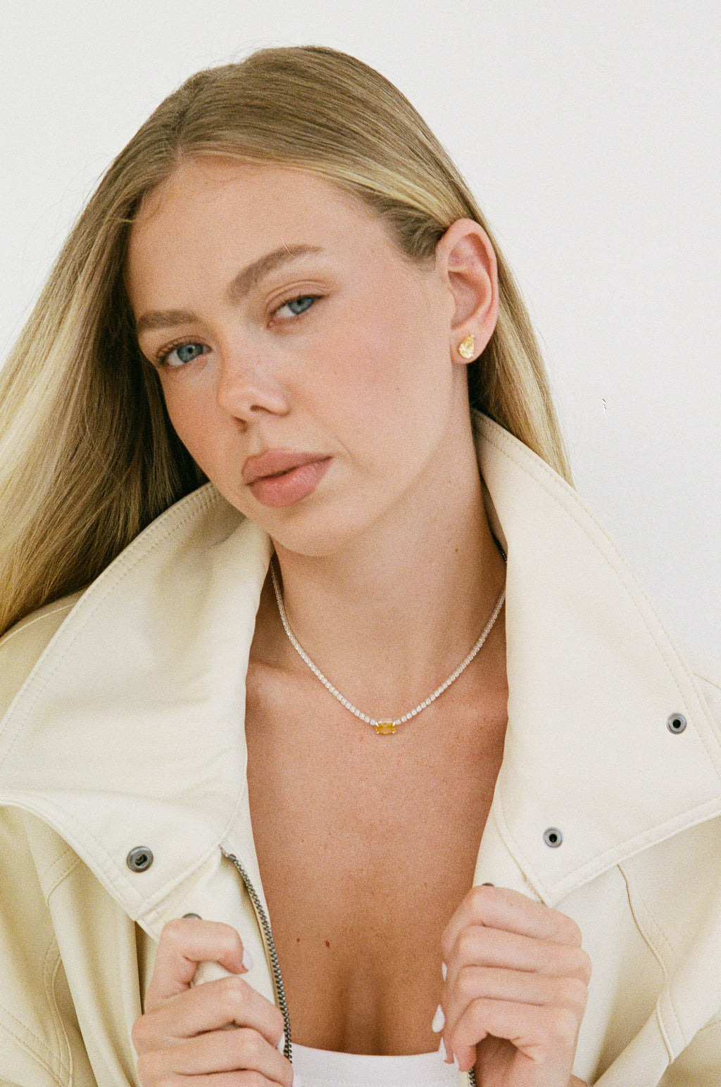 Porter Jewellery | White Gold Vermeil | Heirloom Tennis Necklace Canary