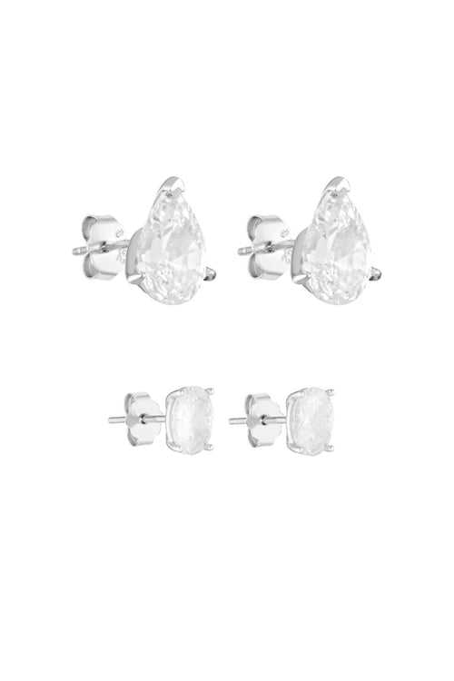 Porter Jewellery | Sterling Silver | Pear Studs 2CT Oval Studs 1CT Set