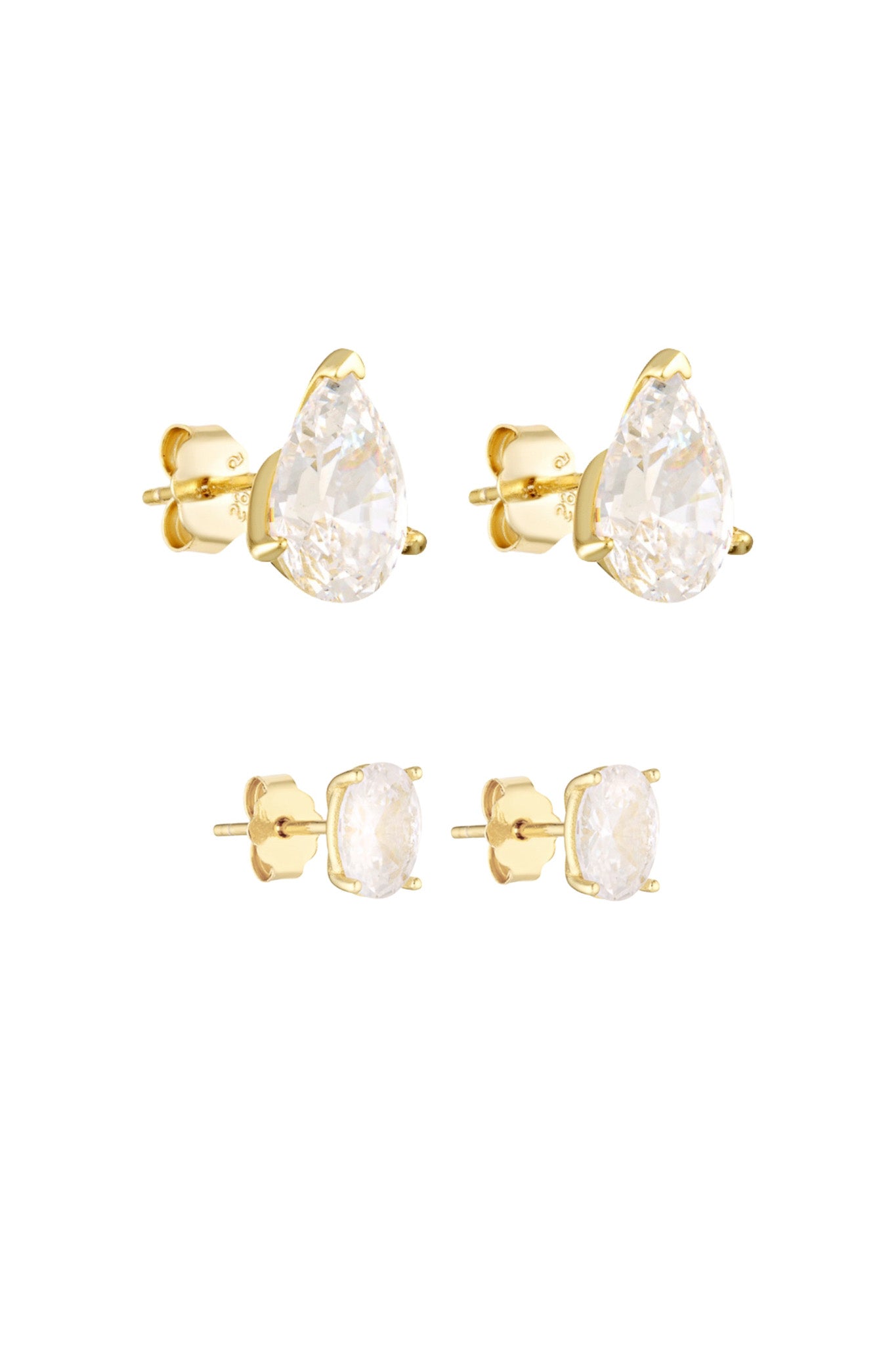 Pear Studs 2CT & Oval Studs 1CT Set