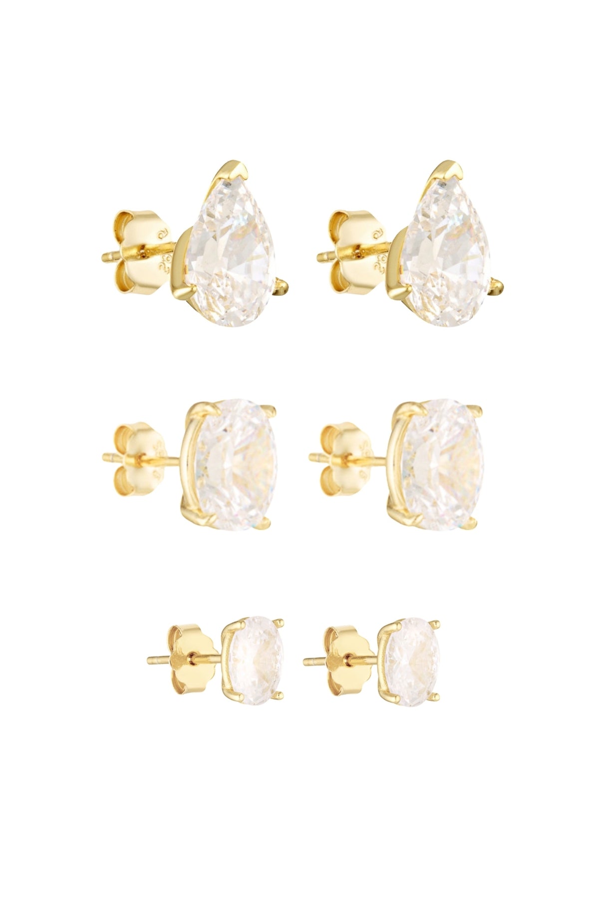 Pear Studs 2CT, Oval Studs 2CT & Oval Studs 1CT Set