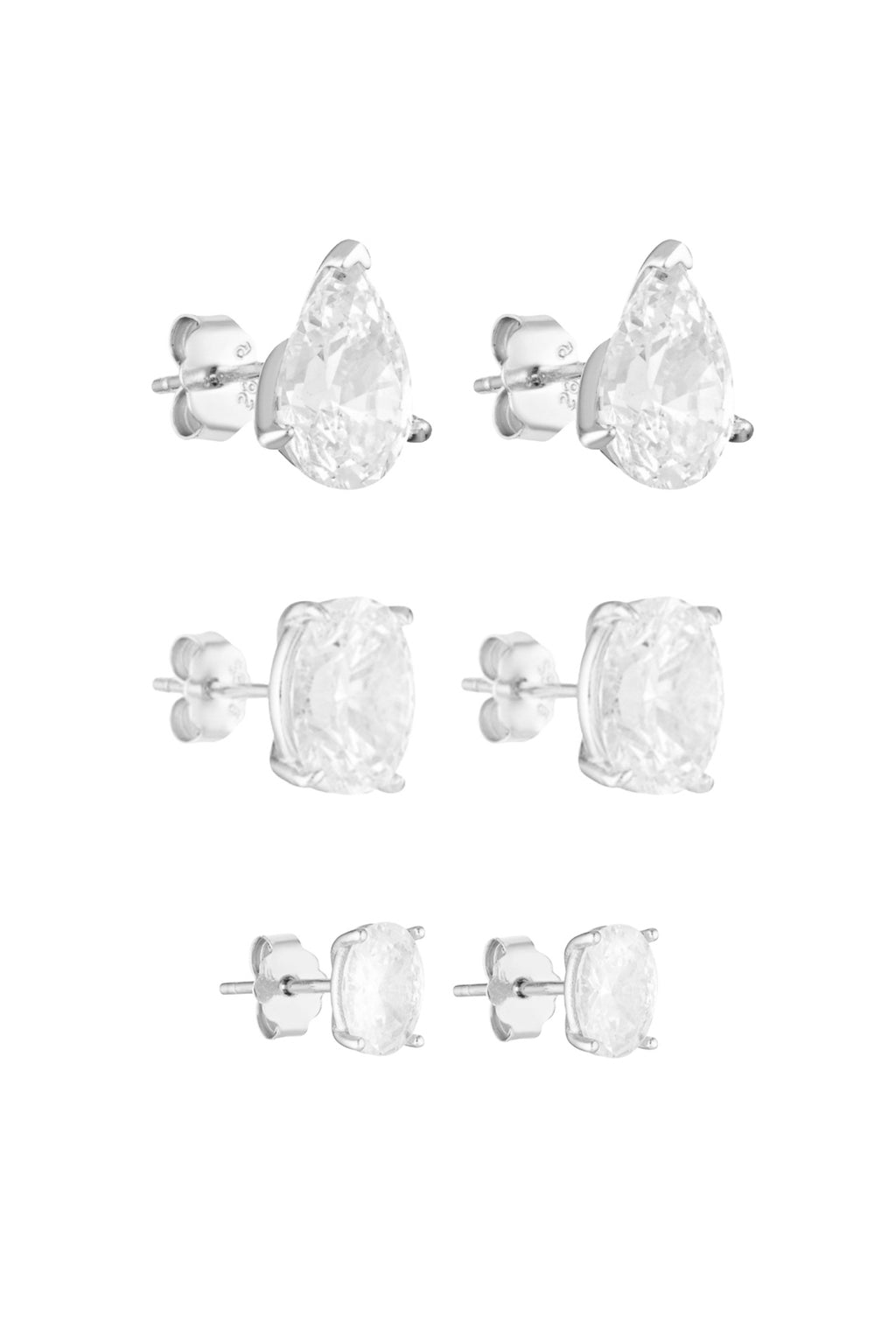 Pear Studs 2CT, Oval Studs 2CT & Oval Studs 1CT Set