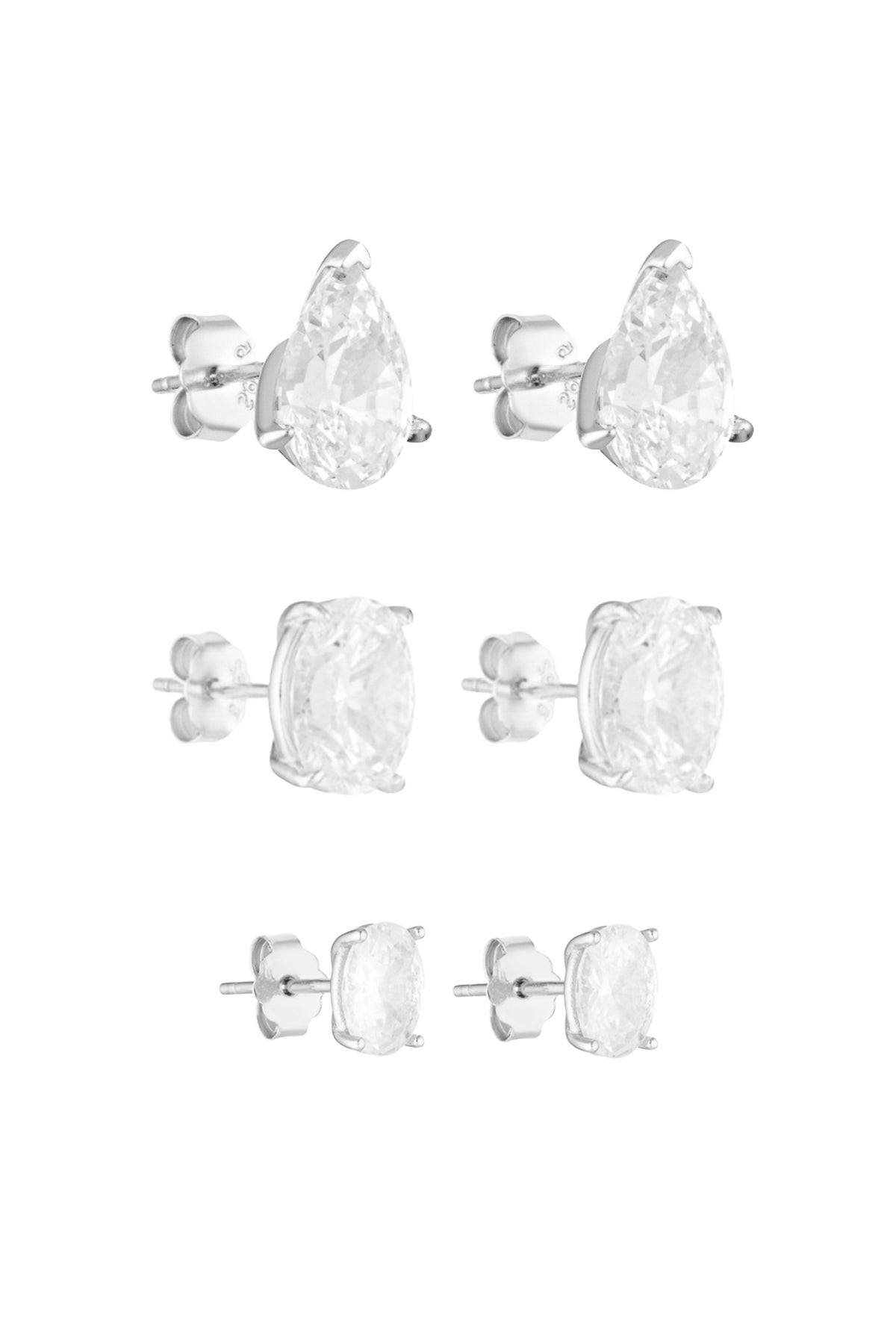 Porter Jewellery | Sterling Silver | Pear Studs 2CT | Oval Studs 2CT | Oval Studs 1CT