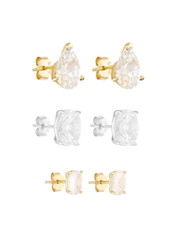 Porter Jewellery | Sterling Silver | Pear Studs 2CT | Oval Studs 2CT | Oval Studs 1CT