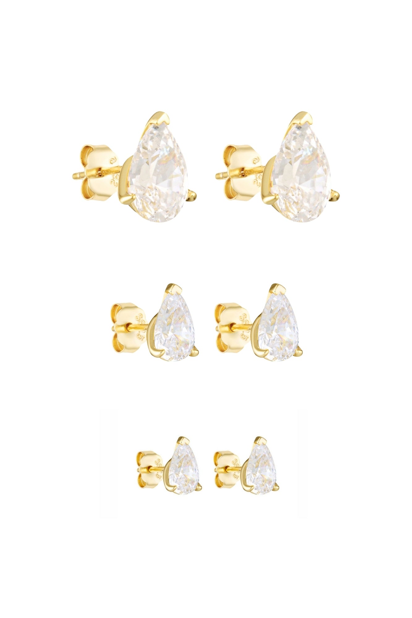 (Coming Soon) Pear Studs 2CT, 1CT & 0.5CT Set