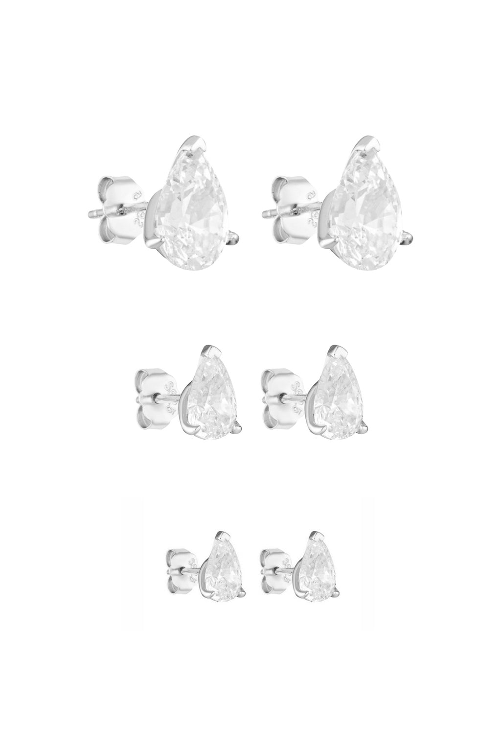 (Coming Soon) Pear Studs 2CT, 1CT & 0.5CT Set