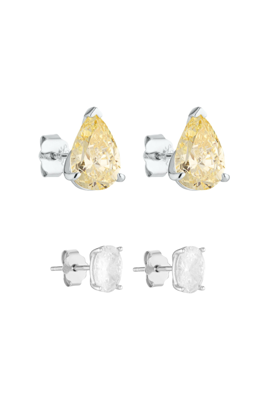 (COMING SOON) Pear Studs 2CT - Canary & Oval Studs 1CT Set
