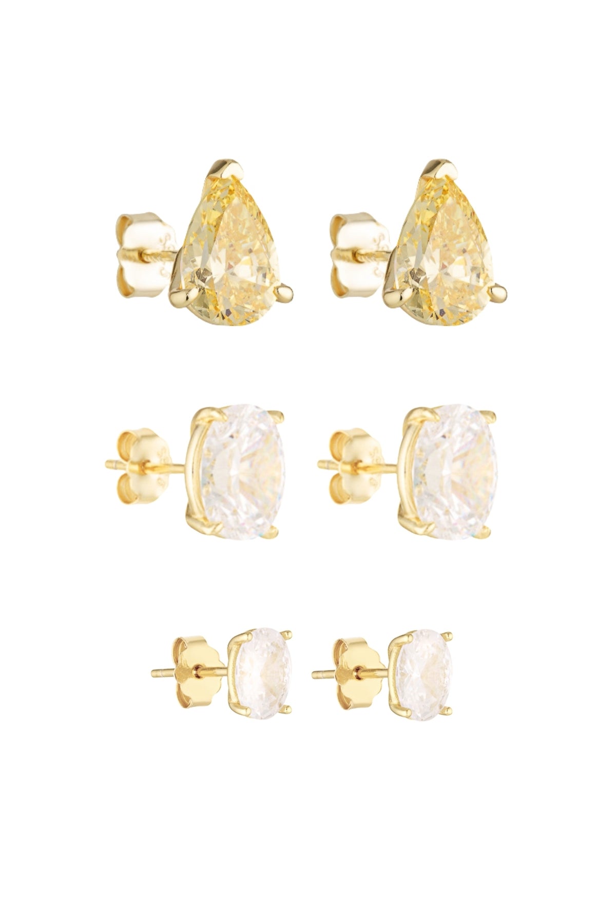 Pear Studs 2CT Canary, Oval Studs 2CT & Oval Studs 1CT Set